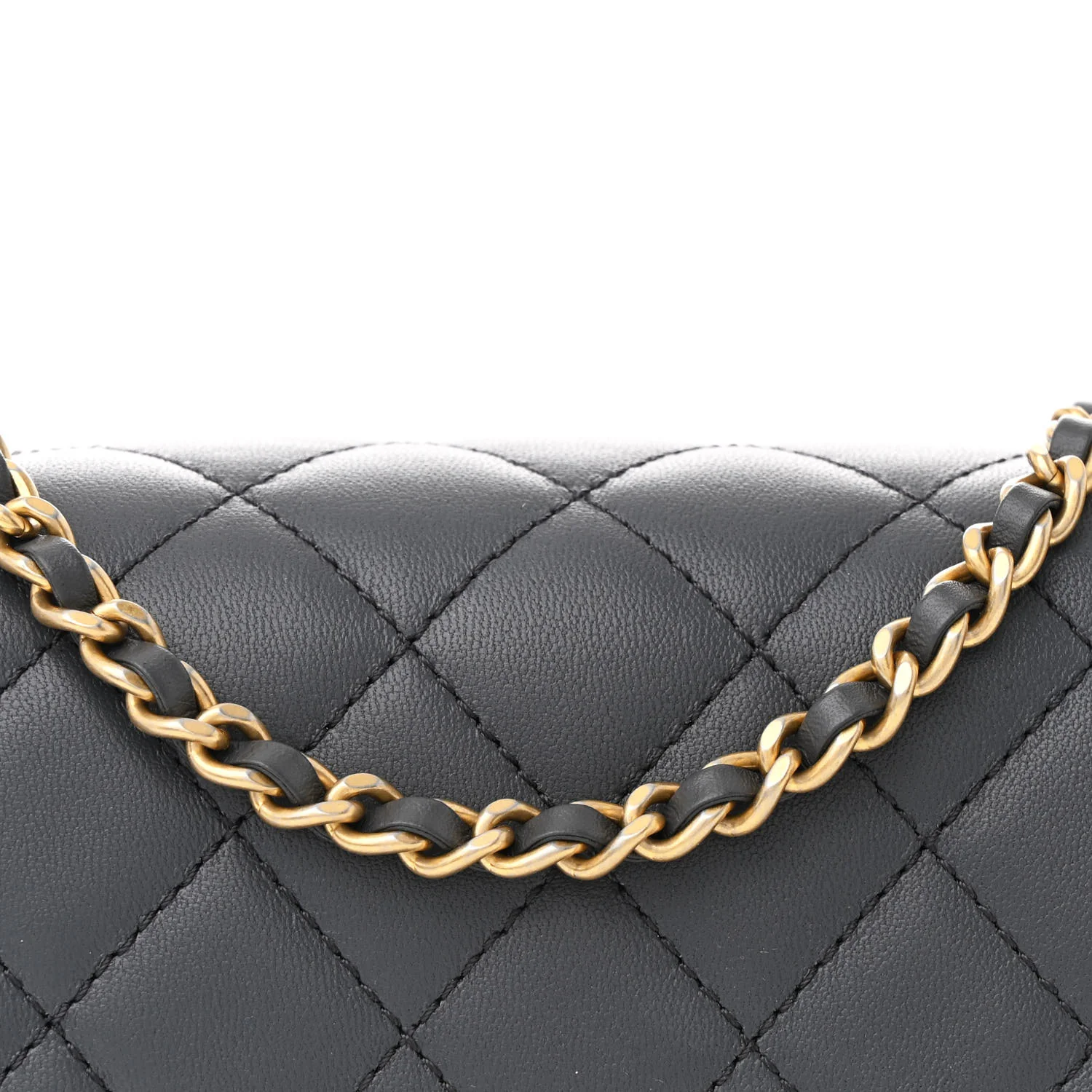 Lambskin Quilted Mini Pearl Crush Flap Dark Grey - Top Club