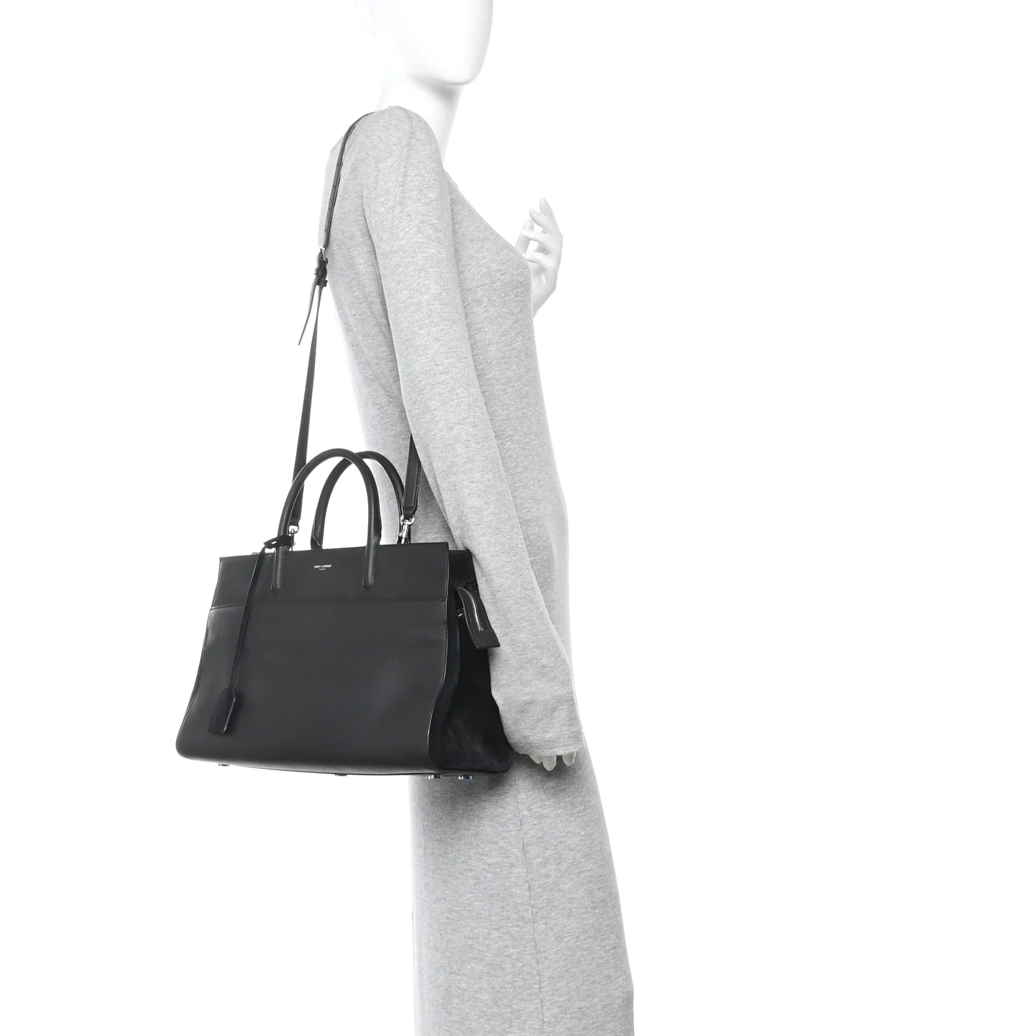 Grained Calfskin Medium Rive Gauche Cabas Black