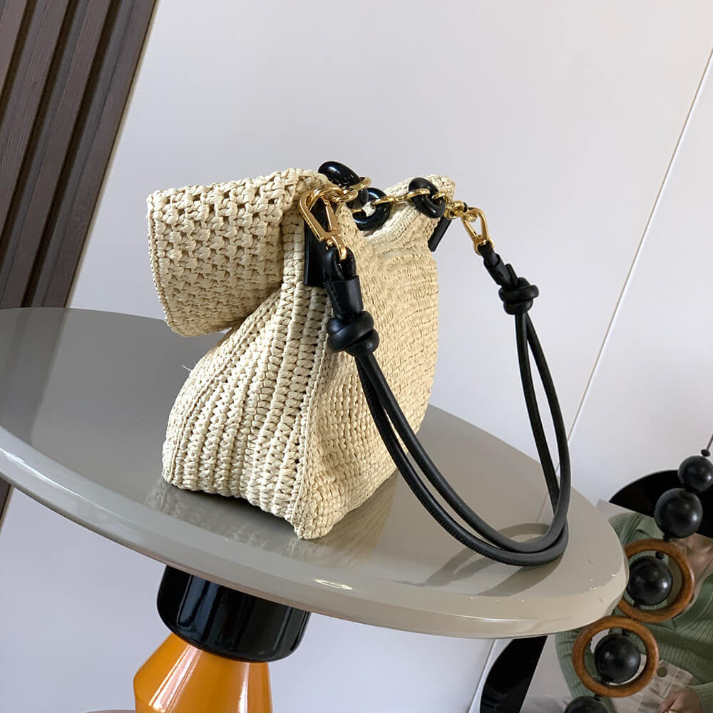 Loewe Medium Ola bag in raffia and calfskin(HIGH-END GRADE) - Top Club