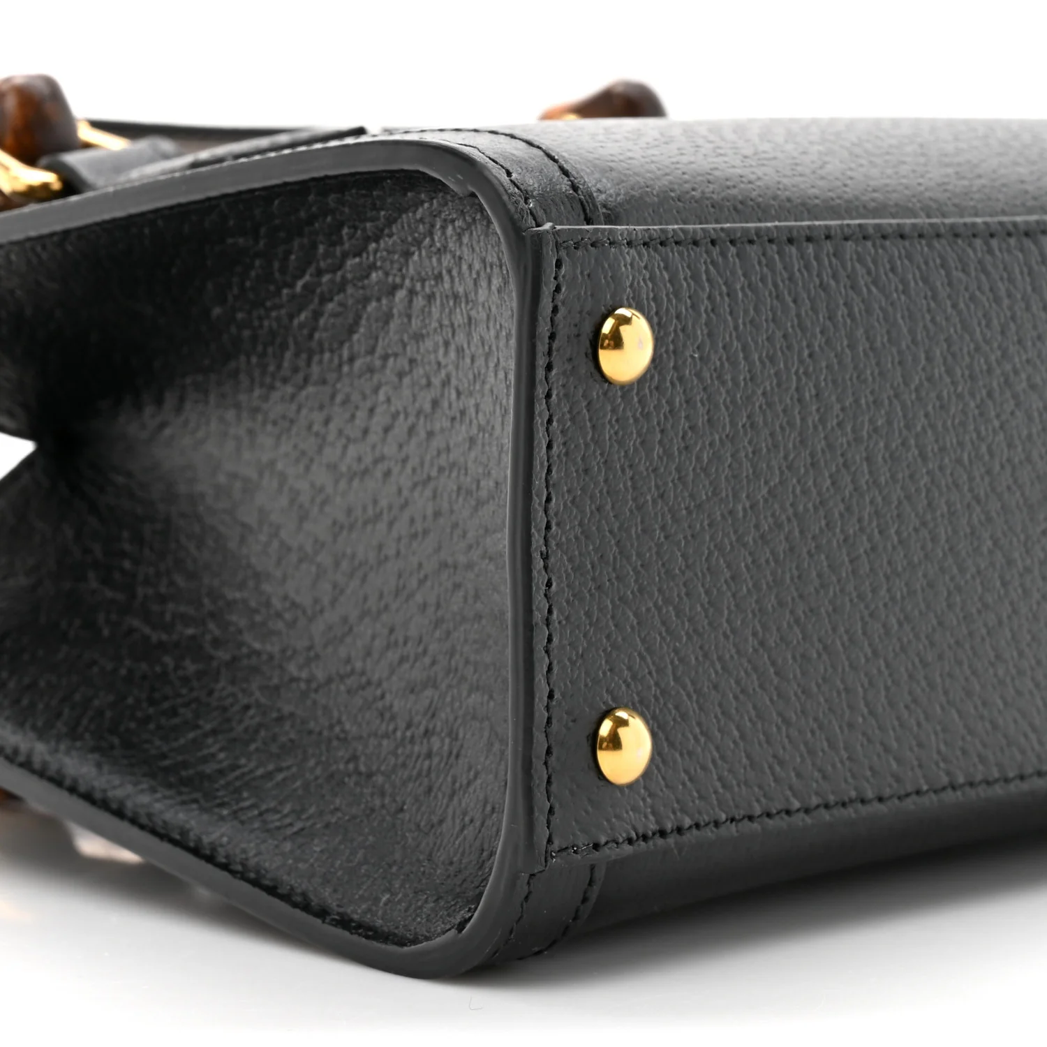 Textured Dollar Calfskin Web Mini Diana Tote Bag Black - Top Club