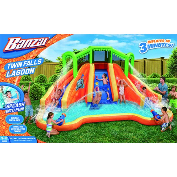 Banzai Twin Falls Lagoon – 16' x 8' water park with 2 slides and cannons