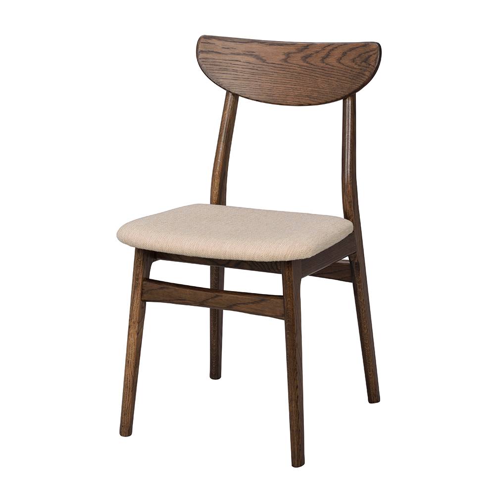 Eetkamerstoel Rodham donker eiken - gestoffeerde zitting Rodham houten eetkamerstoel donker eiken - gestoffeerde zitting beige