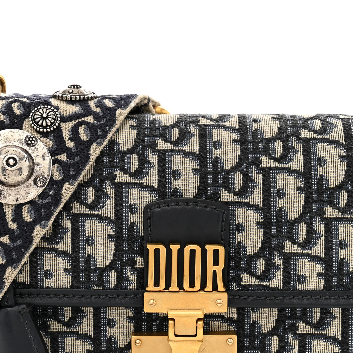 Oblique Small DiorAddict Flap Bag Navy Blue - Top Club