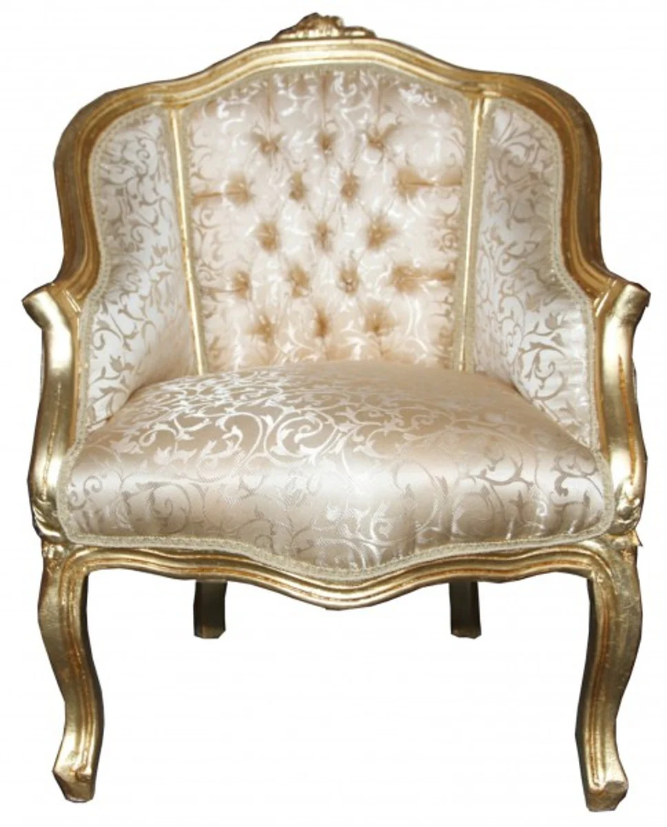 Baroque ladies salon armchair gold pattern/ gold - furniture antique style