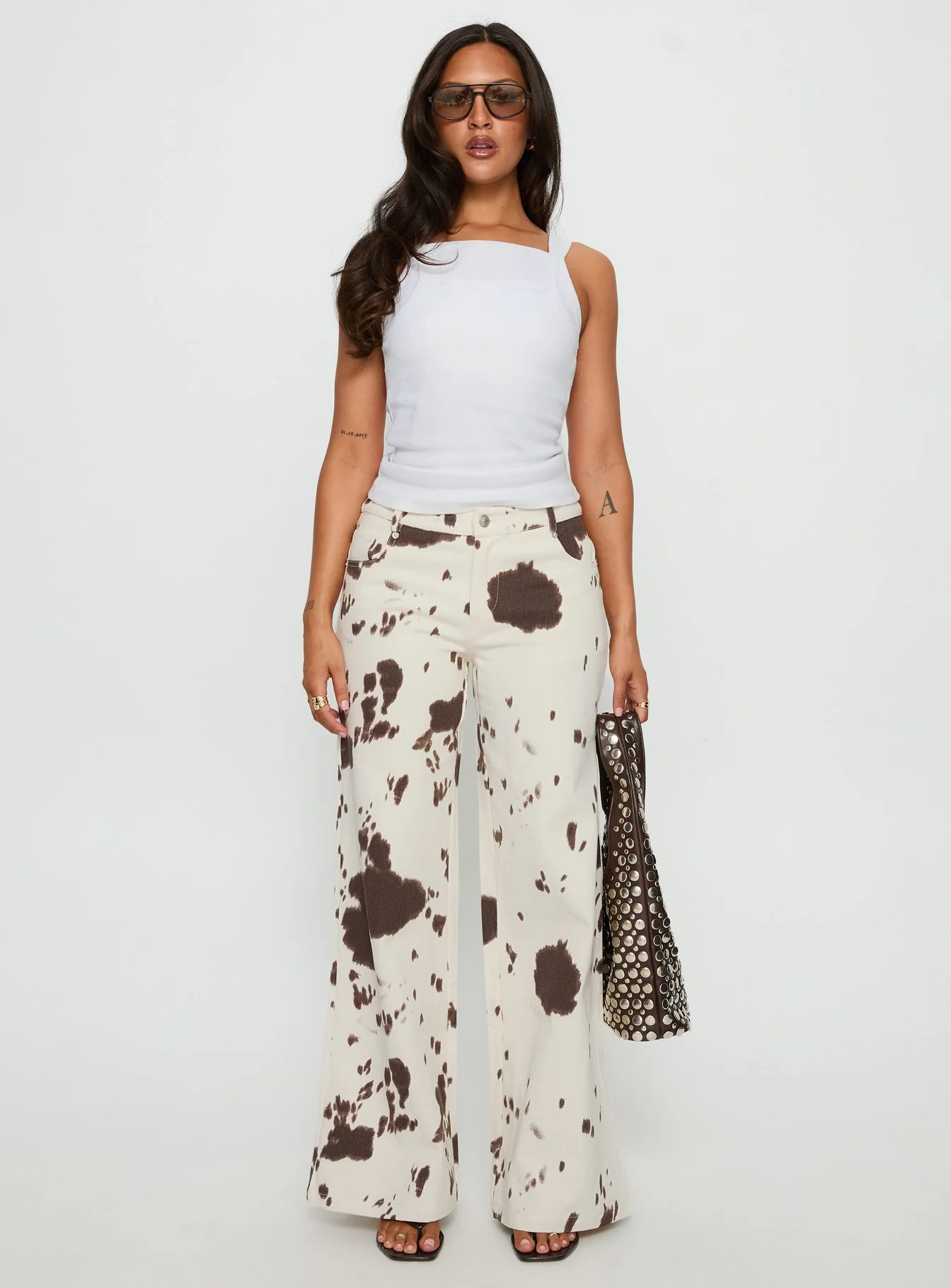 Big Dreamer Low Rise Straight Leg Jeans Cow Print