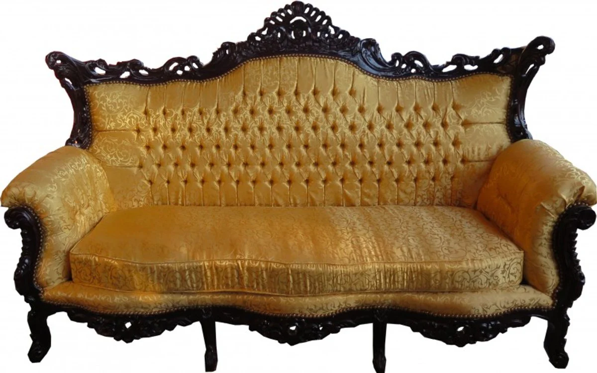 Baroque living room set Master Gold Pattern / Mahogany Brown - 3 seater sofa + 2 armchairs