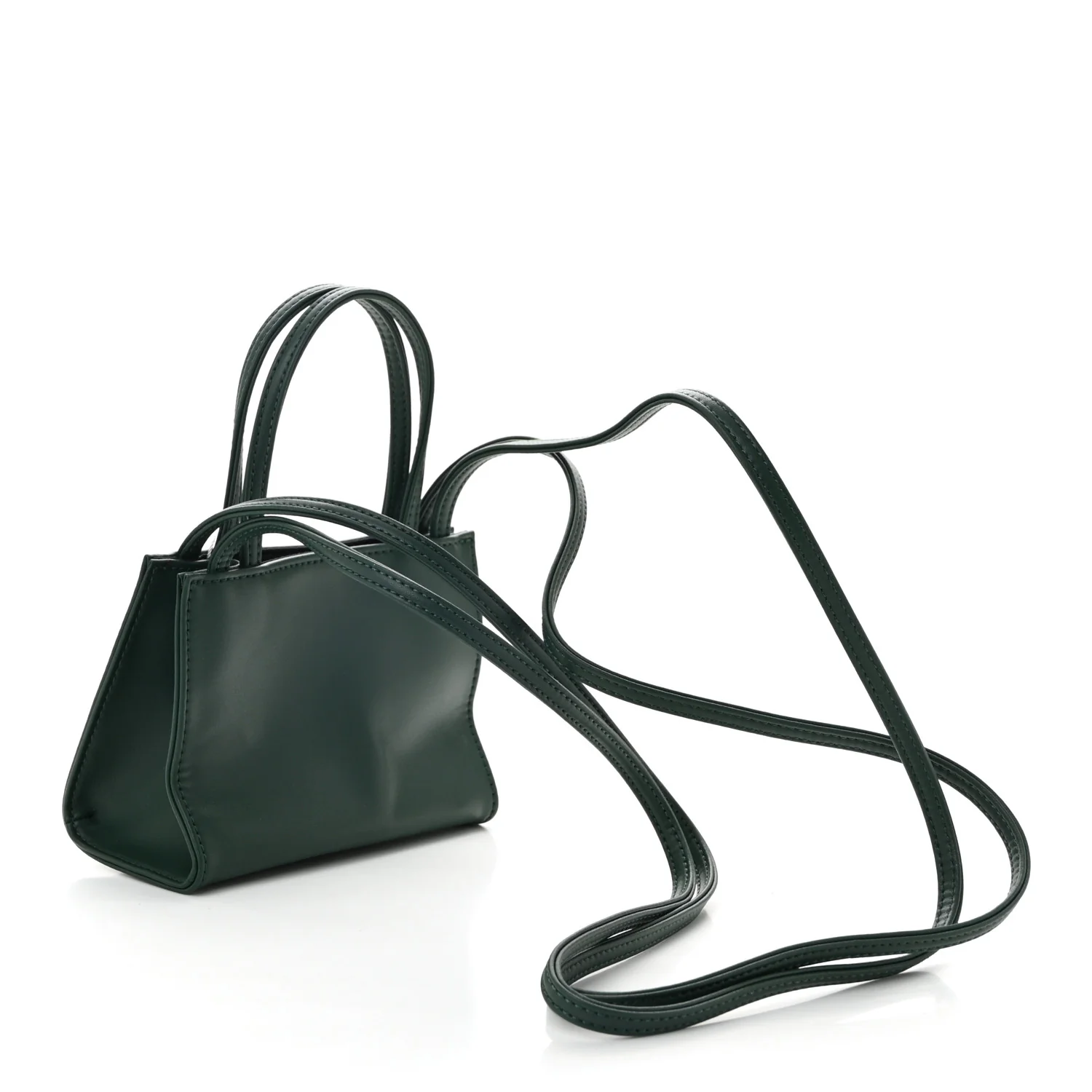 Vegan Leather Small Shopping Bag Dark Olive - Top Club