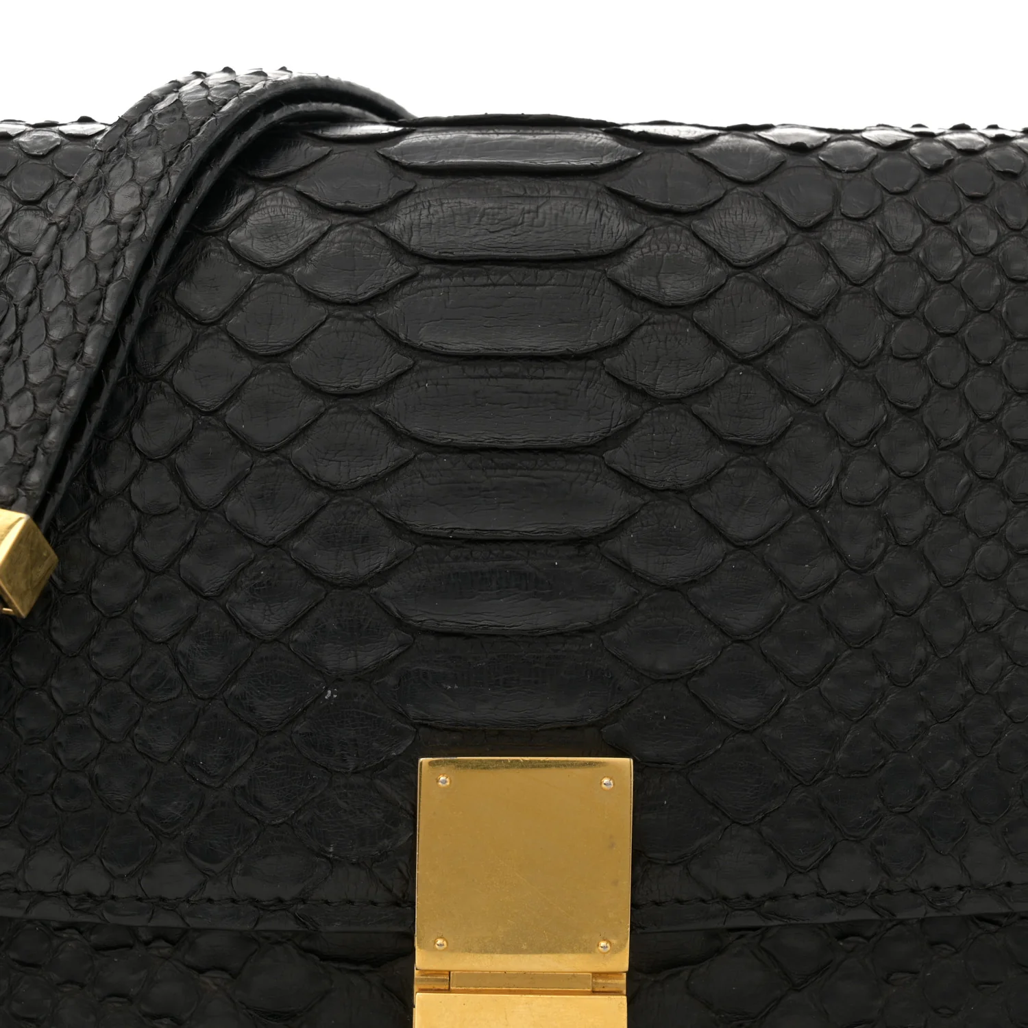 Snakeskin Medium Classic Box Flap Bag Black - Top Club