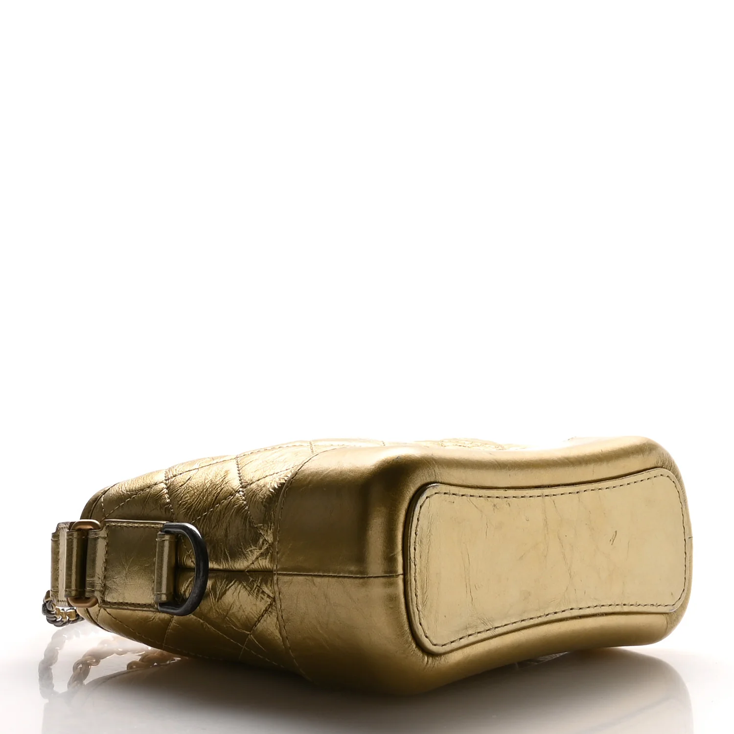 Metallic Aged Calfskin Quilted Small Gabrielle Hobo Gold - Top Club