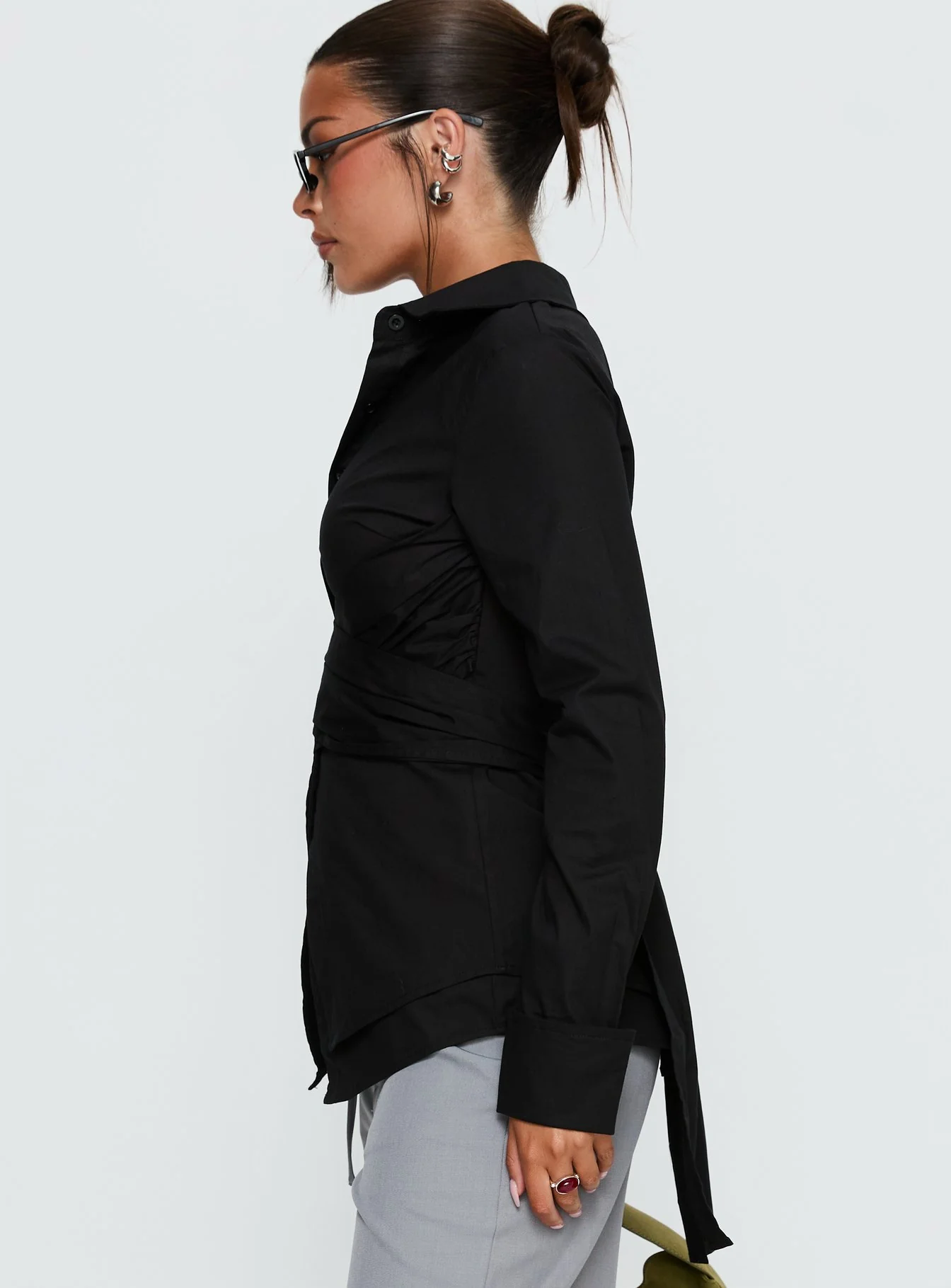 Shapeshifter Twist Long Sleeve Shirt Black