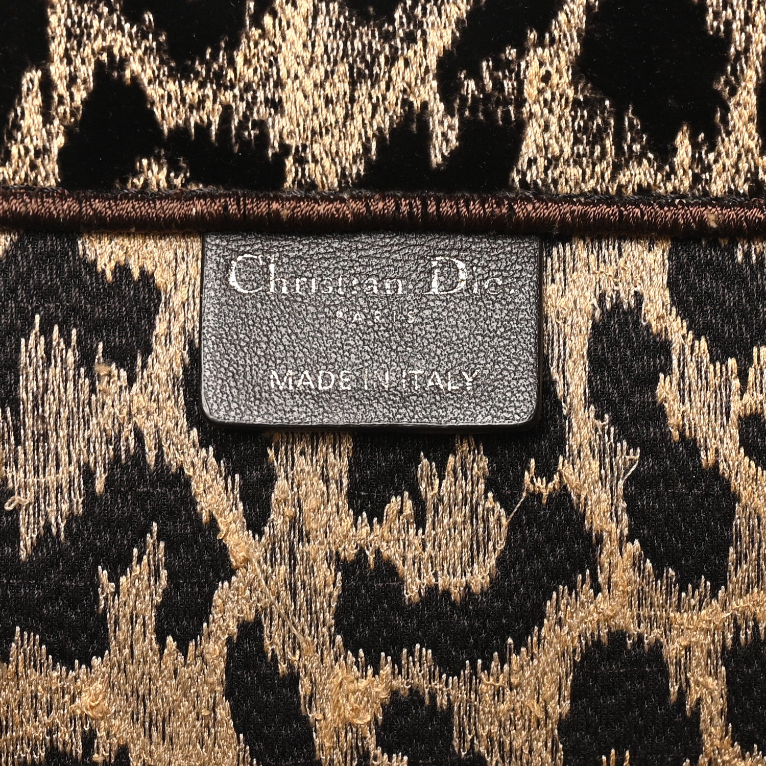 Canvas Velvet Embroidered Large Leopard Book Tote Tote Beige - Top Club