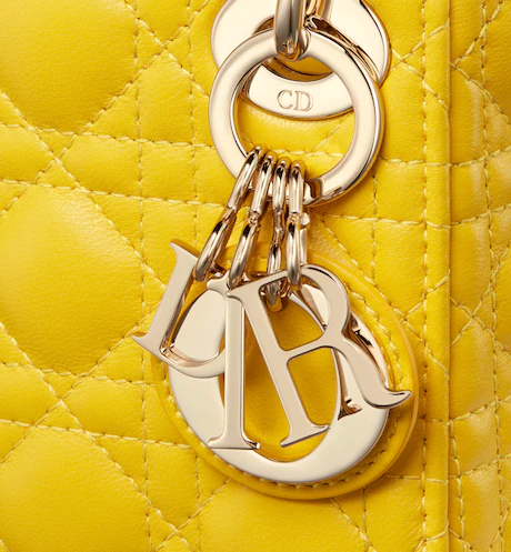MICRO LADY D BAG Yellow Cannage Lambskin - Top Club