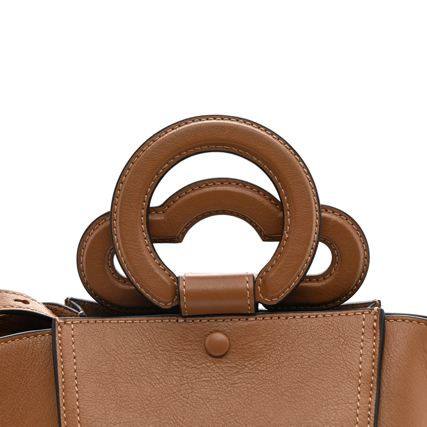 Silky Calfskin Mini Rider's Top Handle Bag Teak - Top Club