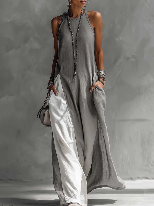 Casual And Cozy Color-blocked Cotton Dress - Nordfashionstorm - Women's Clothing, Fashion for You - Nordfashionstorm.com