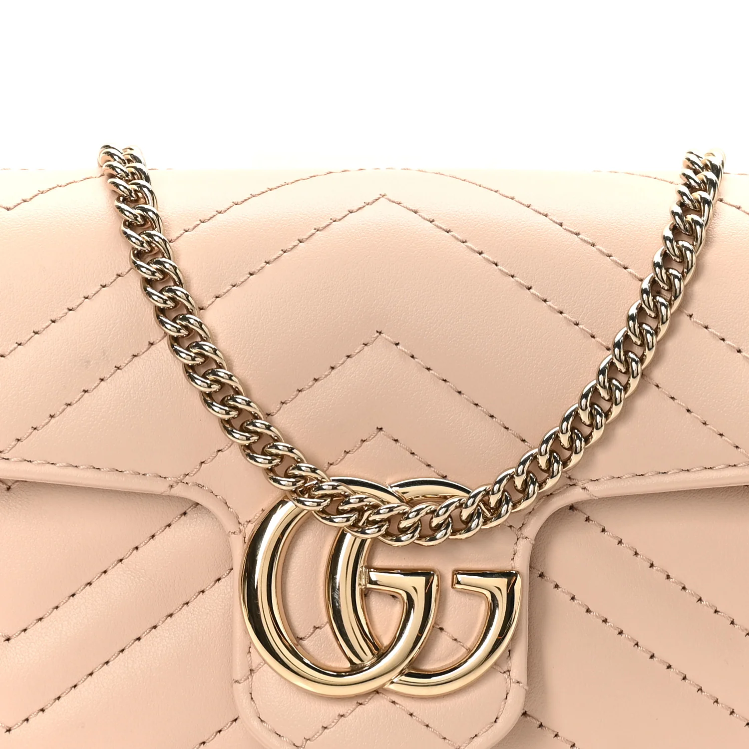 Calfskin Matelasse Super Mini GG Marmont Shoulder Bag Porcelain Rose - Top Club
