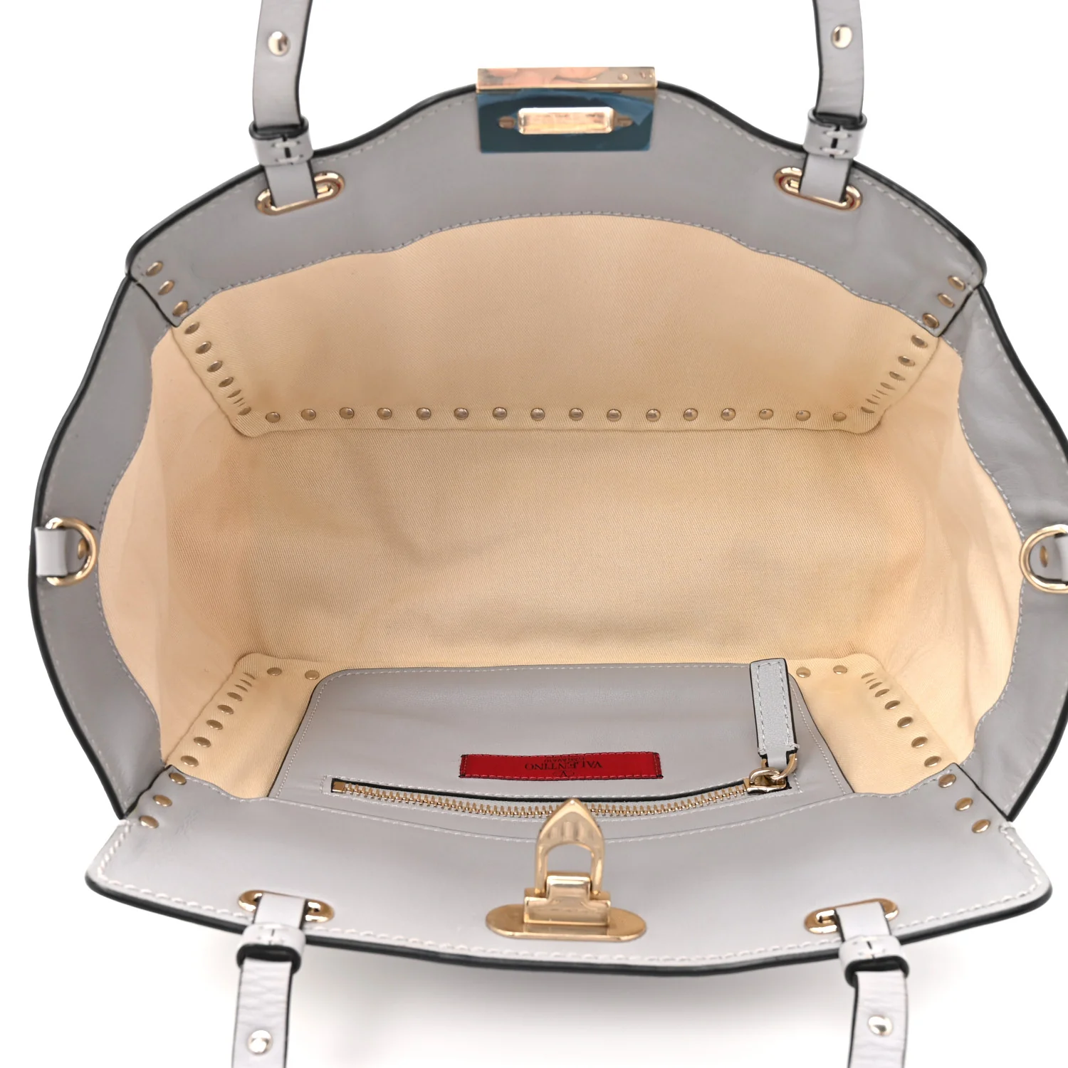Vitello Small Rockstud Tote Grey - Top Club
