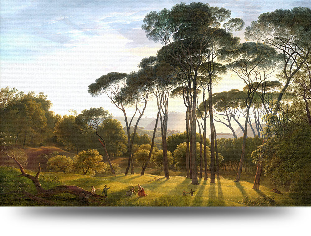 Landschap met parasoldennen - Print op plexiglas 120 x 80 cm