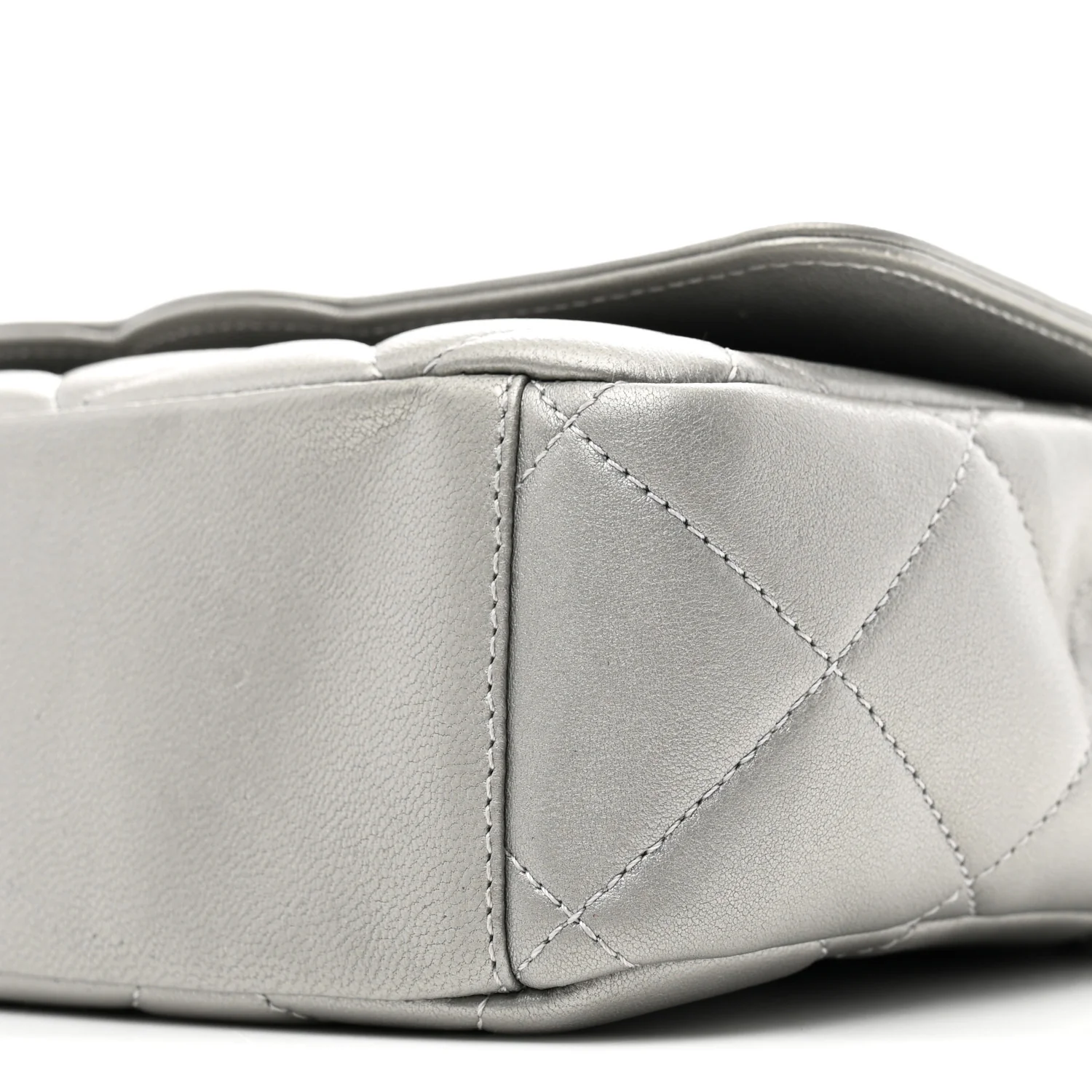 Metallic Goatskin Quilted Timeless CC Flap Silver - Top Club