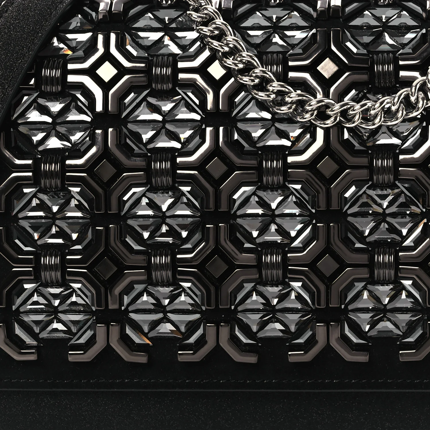 Suede Glitter Calfskin Embellished Paloma Clutch Black - Top Club