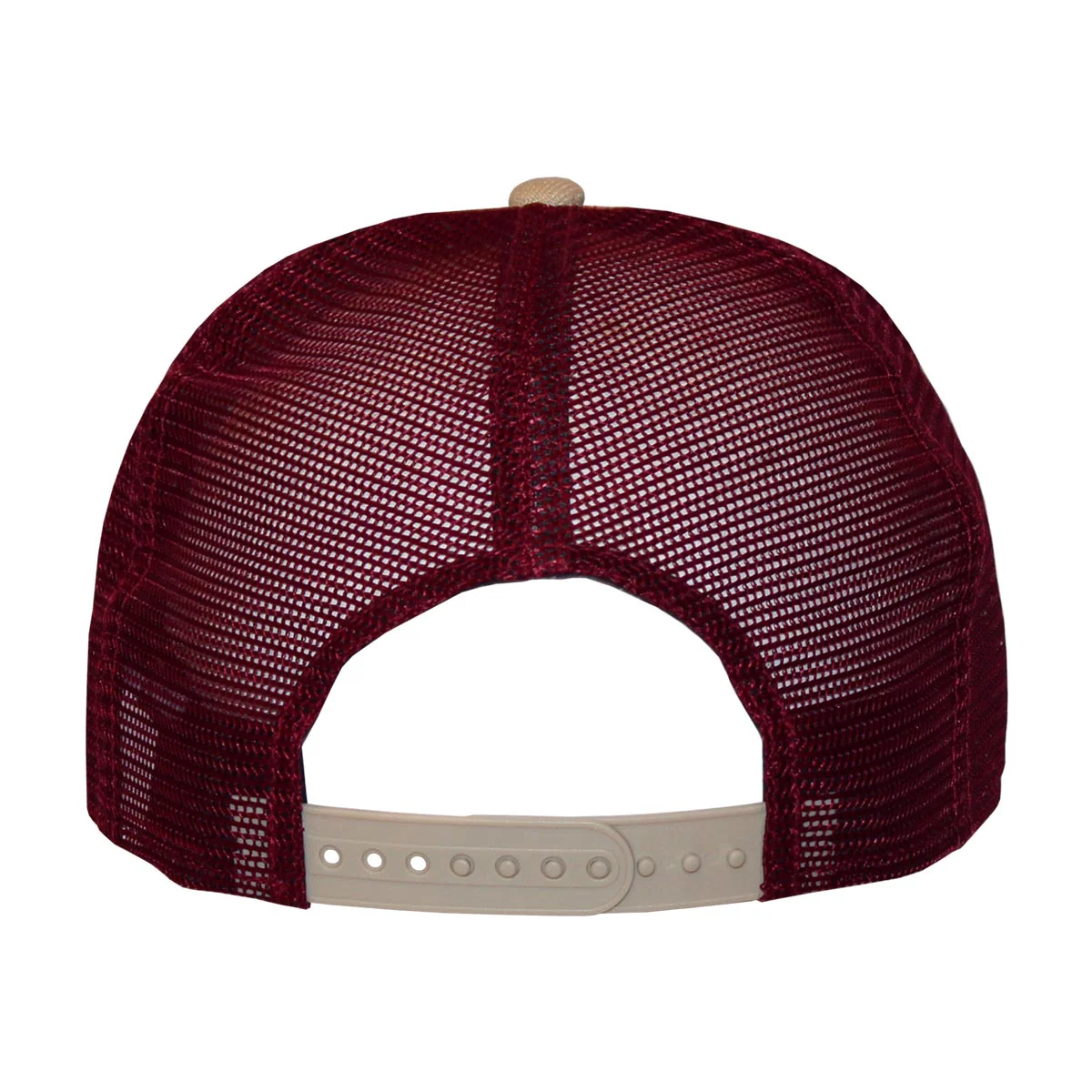 New Era Youth Seminole Logo/Florida State Seminoles Stripe Design 950AF Adjustable Trucker - Ivory/Garnet - MoB Apparel