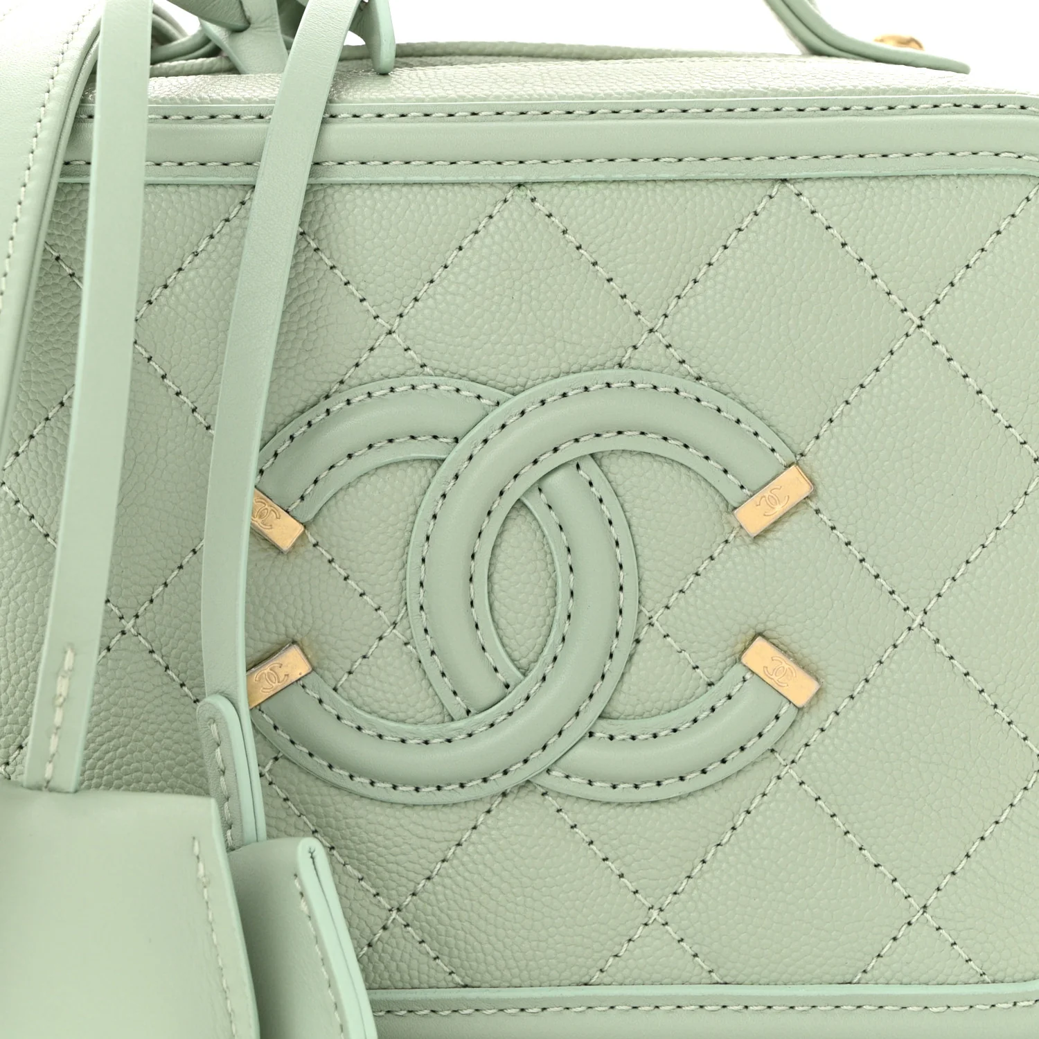 Caviar Quilted Small CC Filigree Vanity Case Mint - Top Club