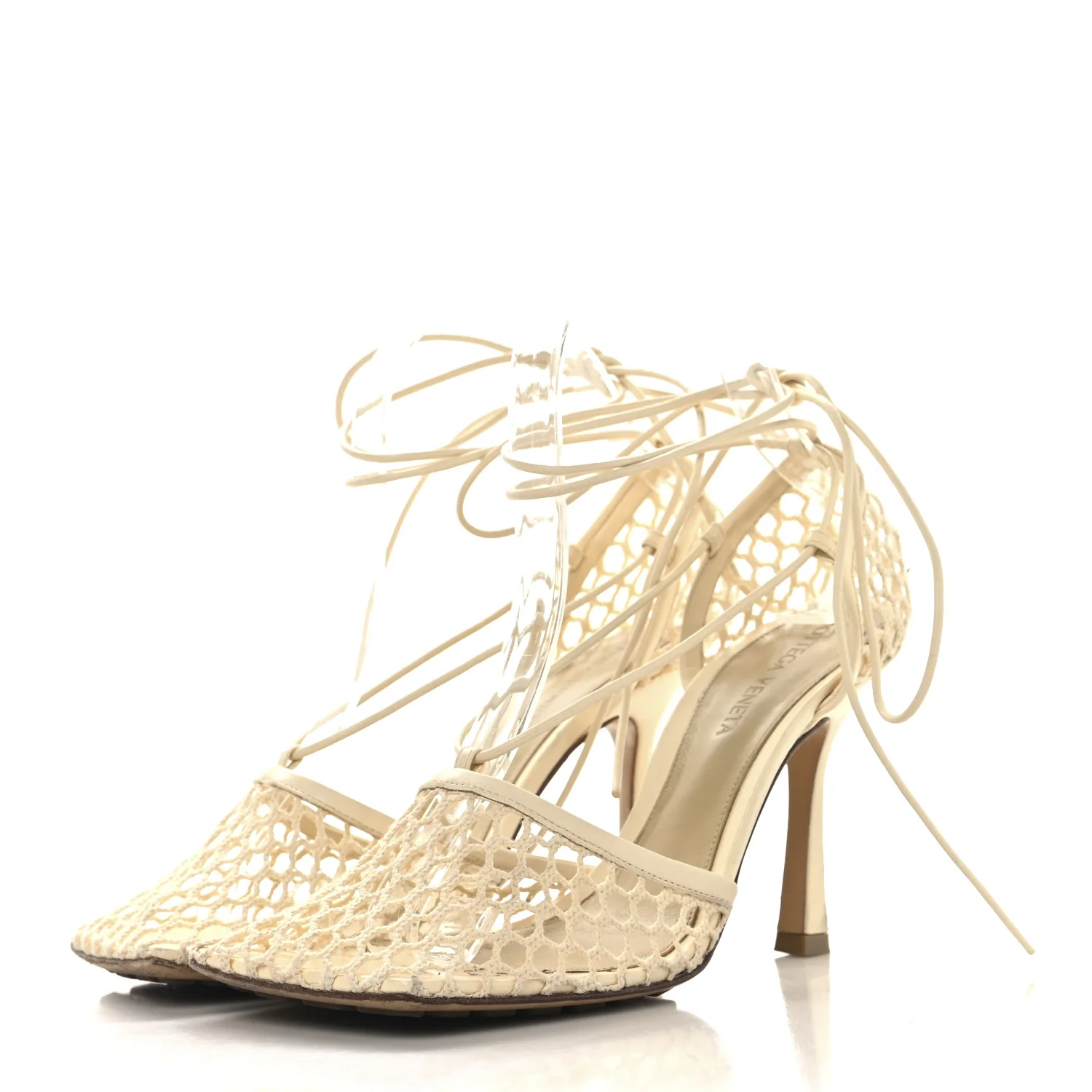 Mesh Nappa Stretch Ankle Tie Sandals 36 Toile - Top Club