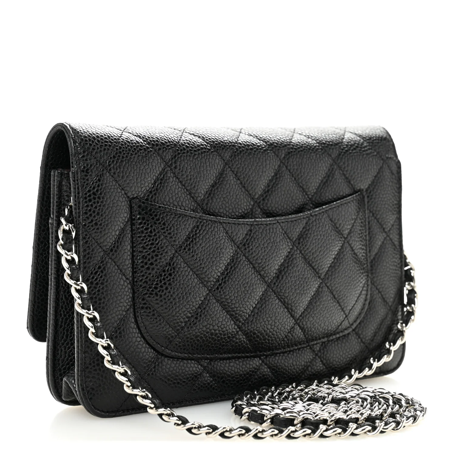 Caviar Quilted Wallet on Chain WOC Black - Top Club