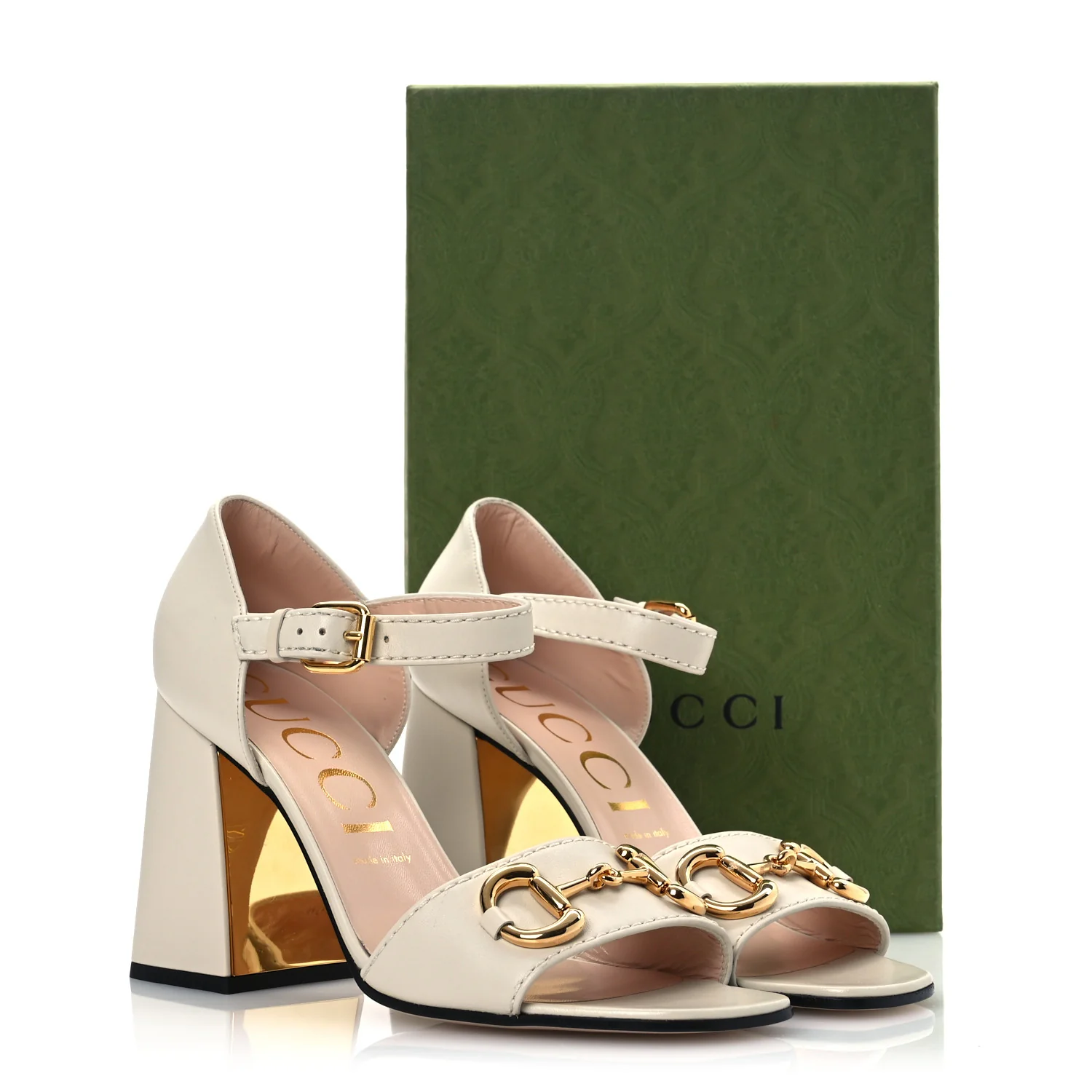 Nappa Horsebit Cross Strap 95mm Sandals 41 Mystic White - Top Club
