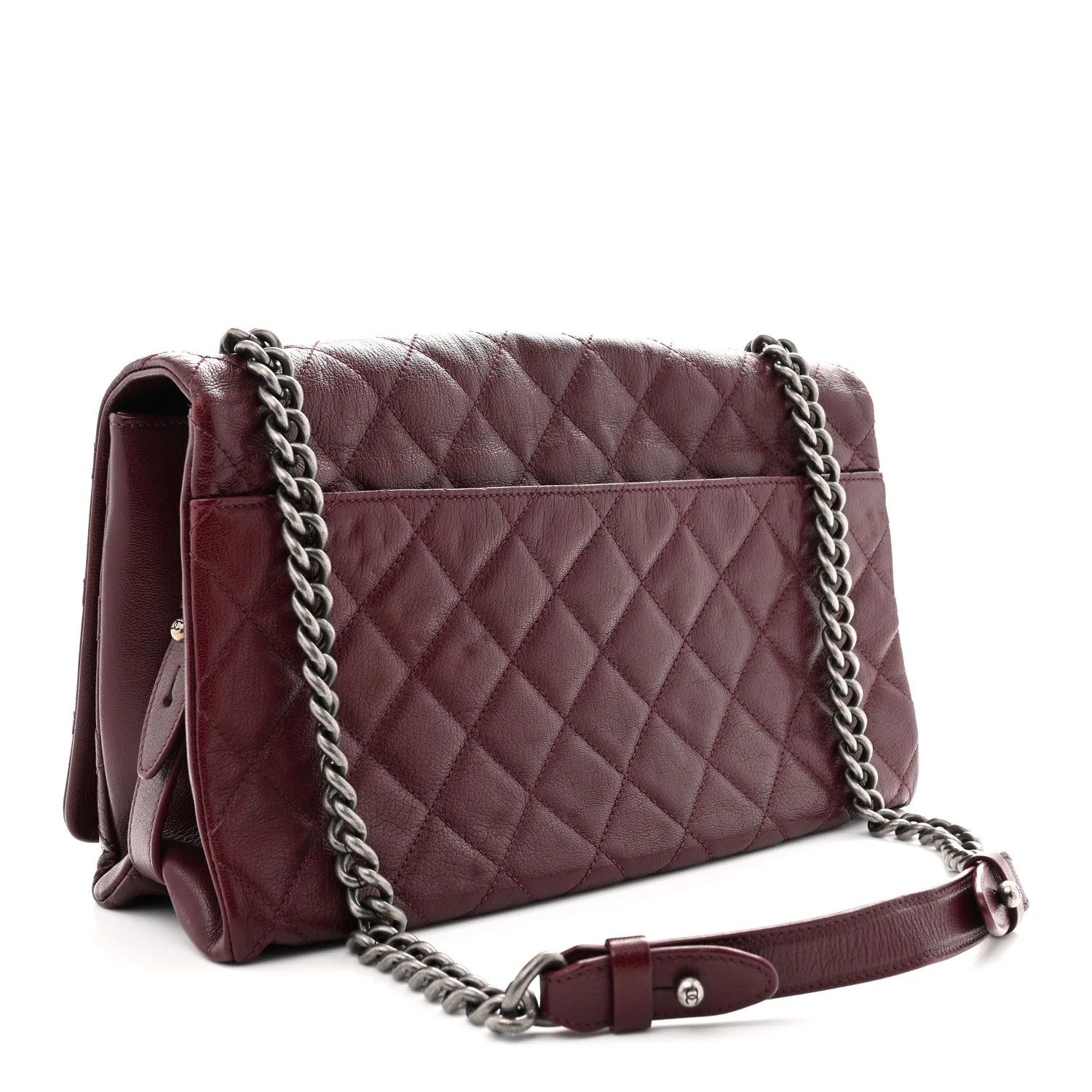 Goatskin Quilted Large City Rock Flap Burgundy - Top Club