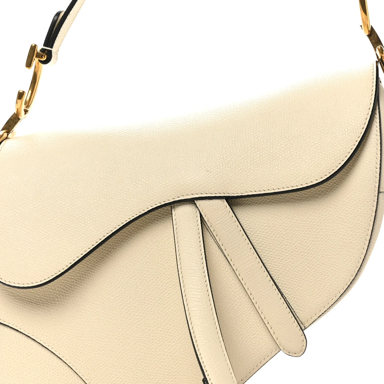 Grained Calfskin Saddle Bag White - Top Club