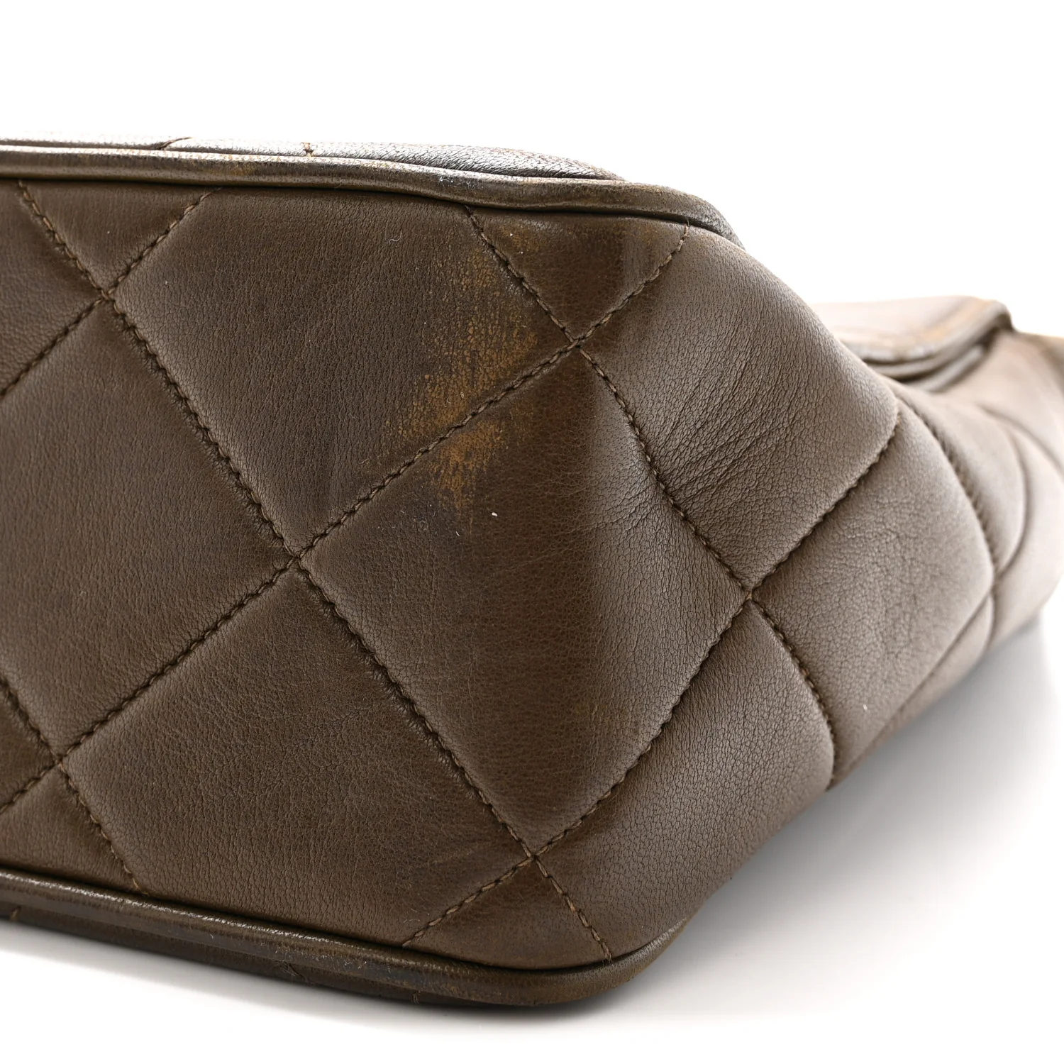 Lambskin Quilted CC Single Flap Shoulder Bag Brown - Top Club