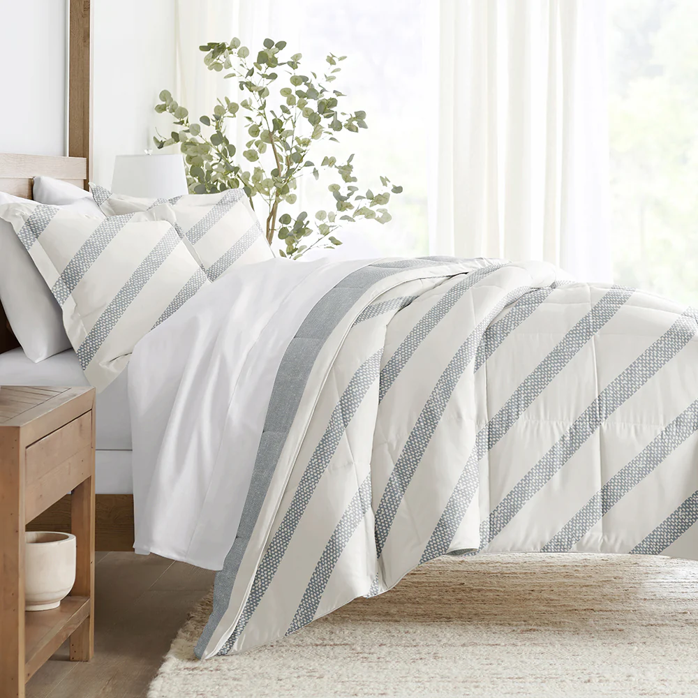 Distressed Stripe Reversible Down-Alternative Comforter Set - Sale