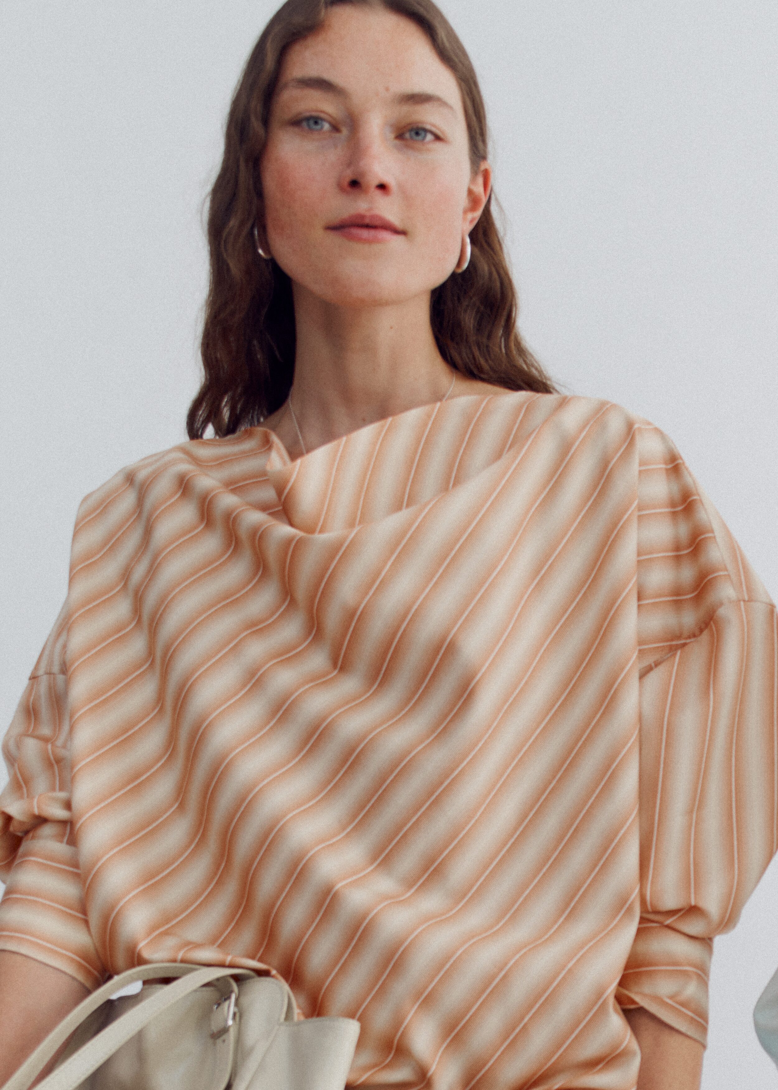 & Other Stories STRIPED COWL-NECK BLOUSE