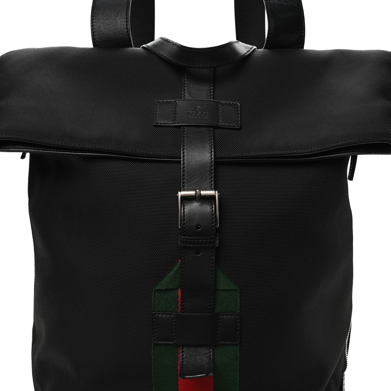 Techno Canvas Web Single Buckle Backpack Black - Top Club