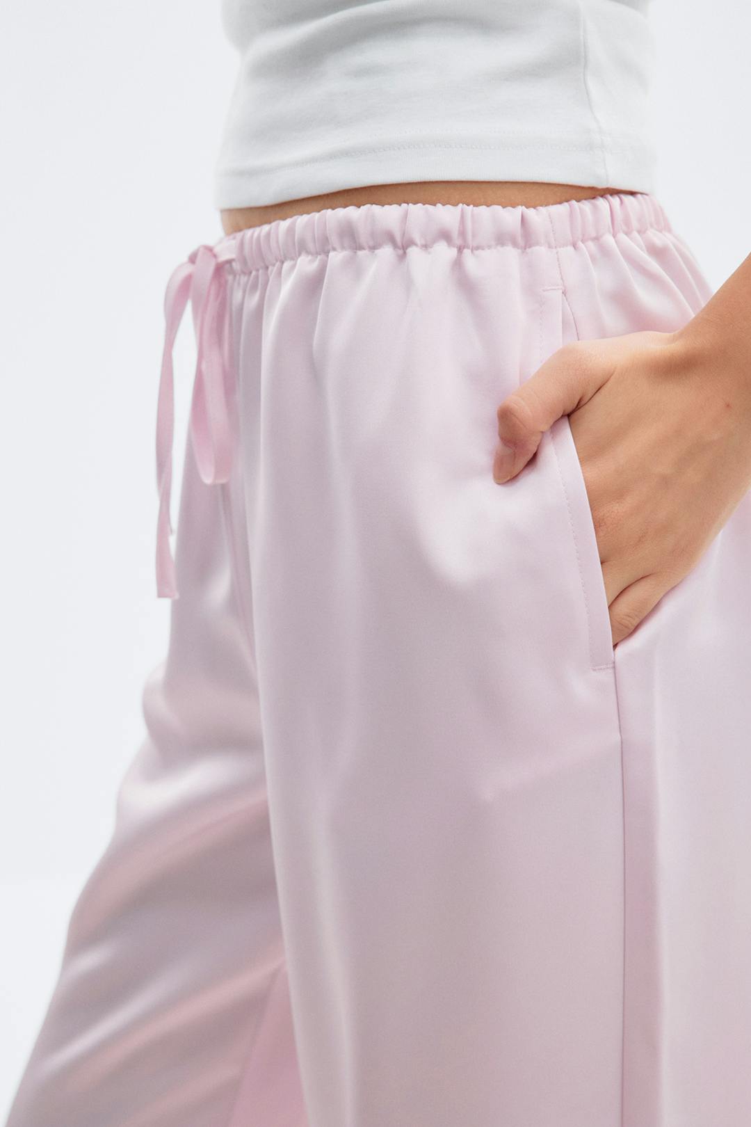 Gina Tricot drawstring satin trousers