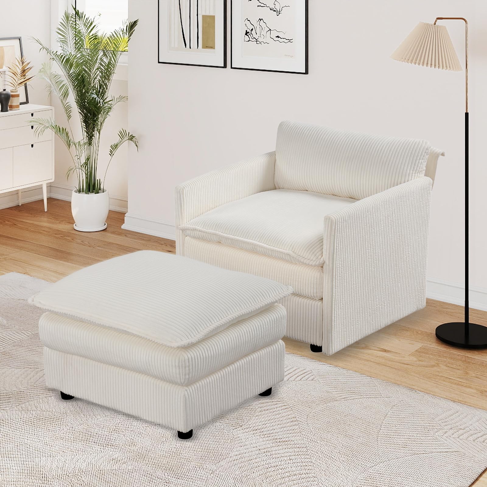 BEFOUNDLOVELY Oversized Accent Chair with Ottoman