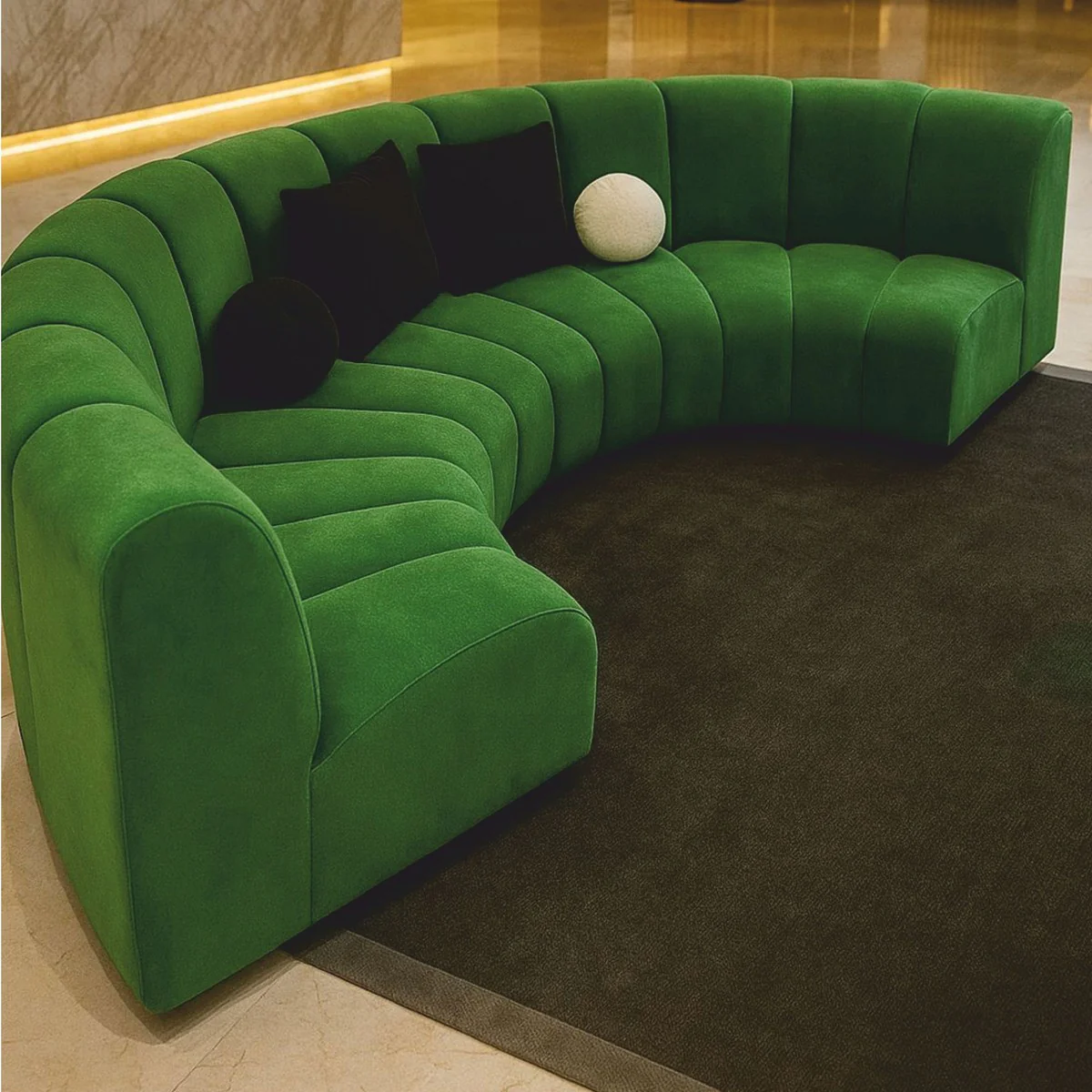 Luxury Sofa Green 330 cm - Curved Living Room Sofa - Luxury Furniture