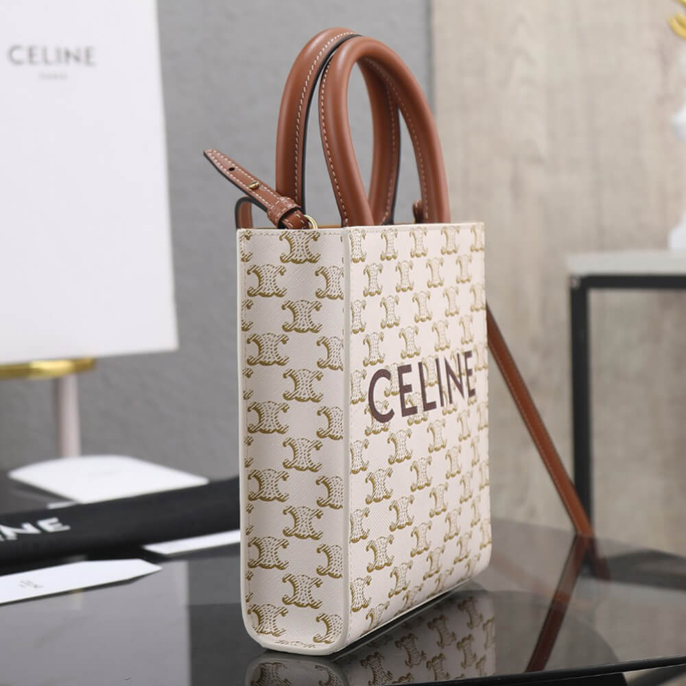 CELINE Mini Vertical Cabas IN Triomphe Canvas with Celine print - Top Club