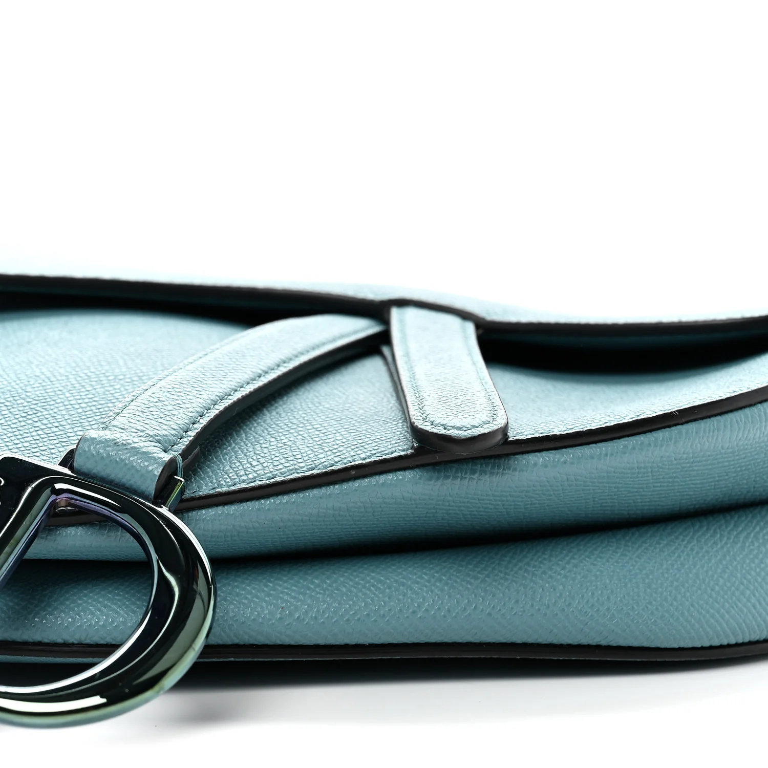 Grained Calfskin Saddle Bag Azure Blue - Top Club