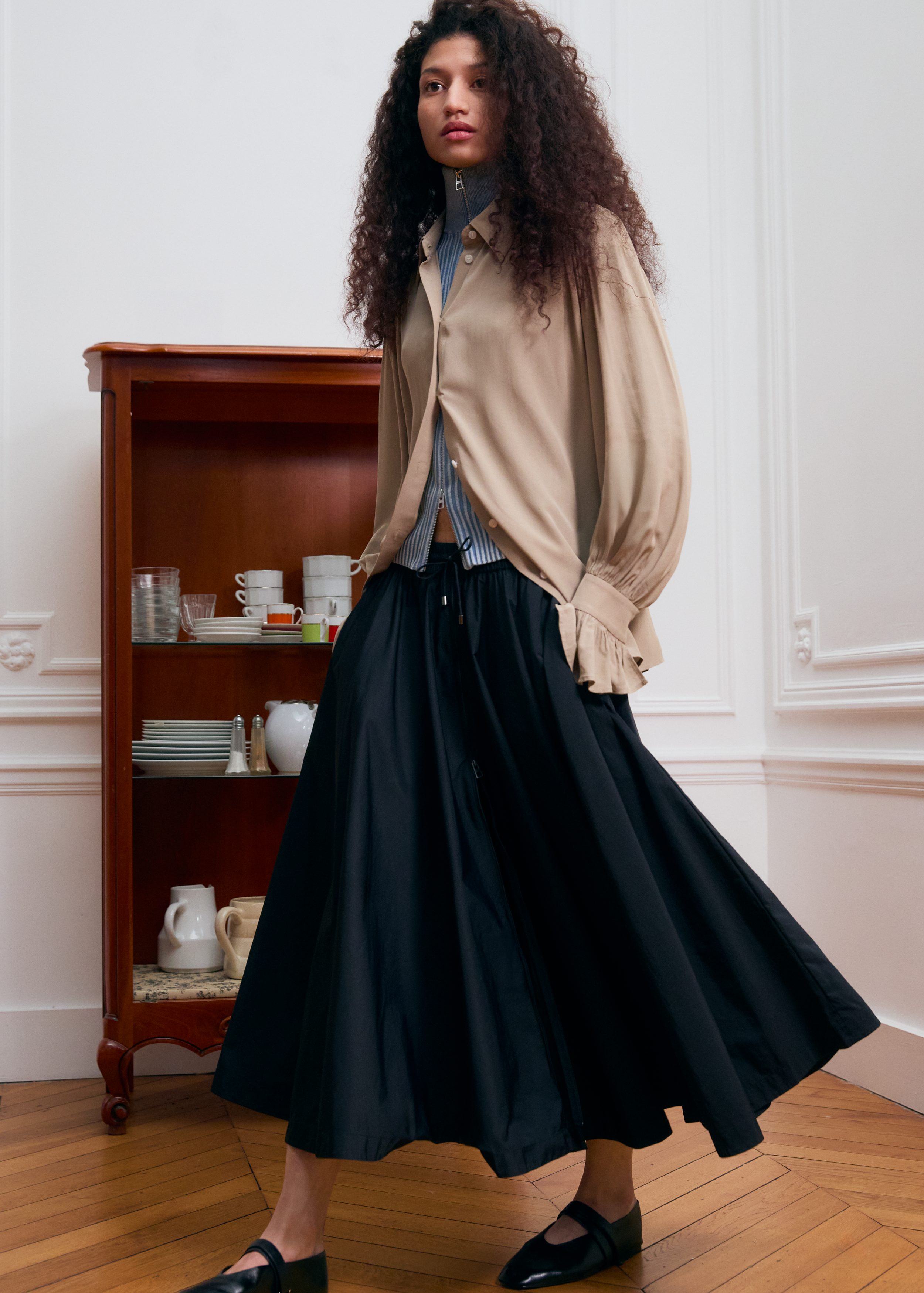 & Other Stories TIE-BACK GATHERED BLOUSE