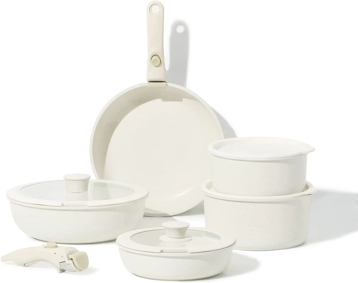 11 Piece Pots and Pans Set, Non-Stick Cookware Set with Removable Handle, Induction Kitchen Cookware Sets, Non-Stick with Removable Handle, RV Cookware Set, Oven Safe