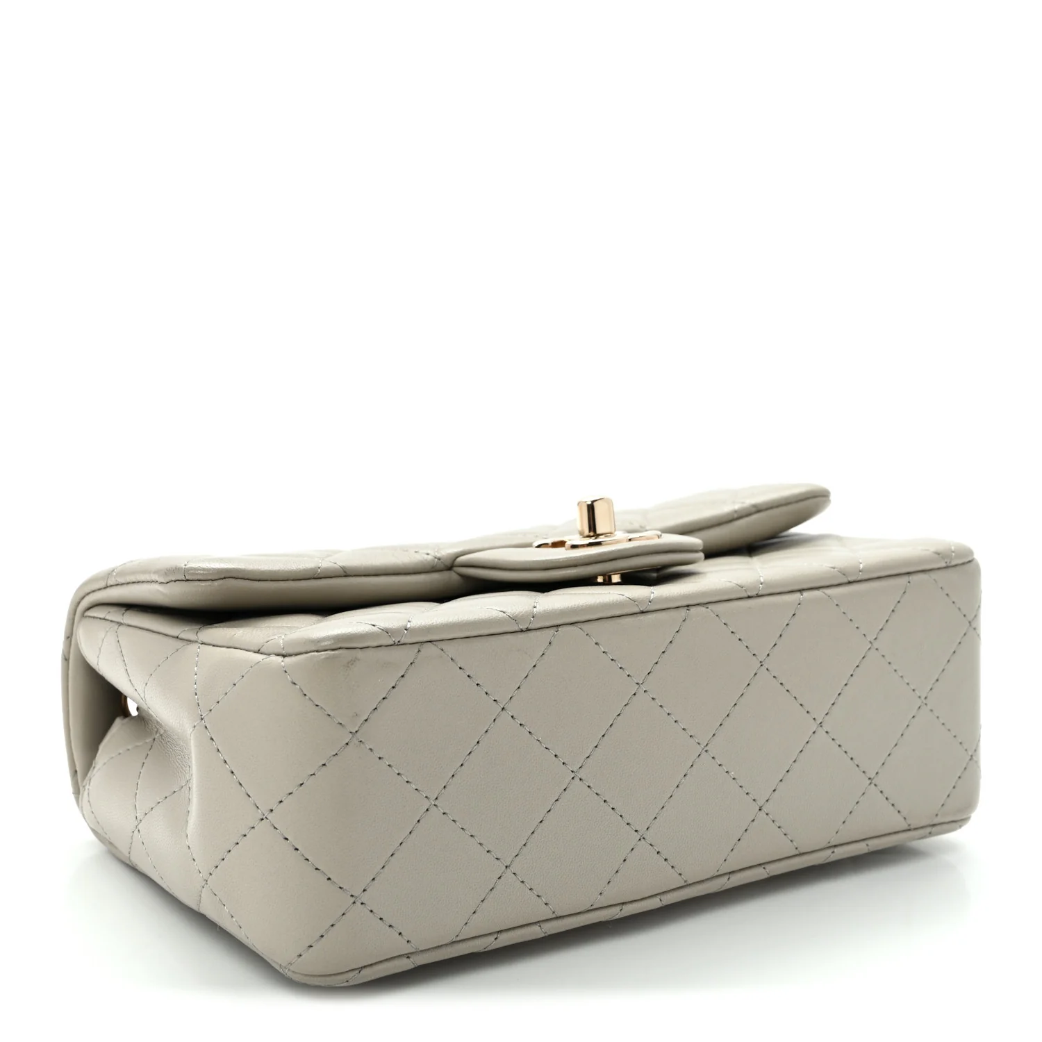 Lambskin Quilted Mini Rectangular Flap Grey - Top Club