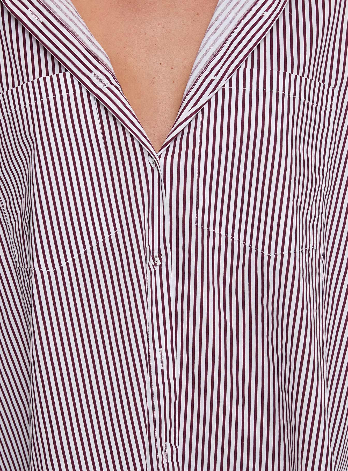 Takes You Far Shirt Burgundy Stripe