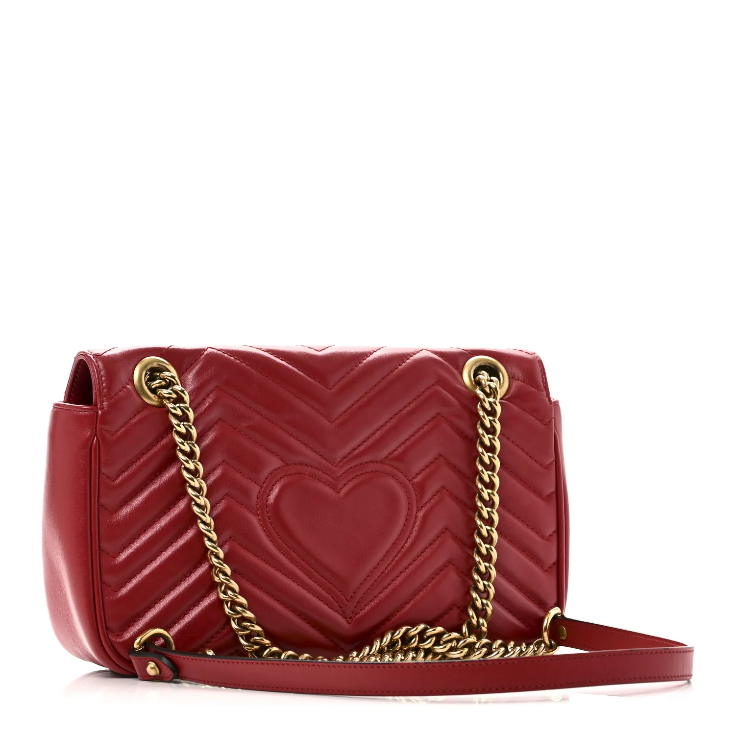 Calfskin Matelasse Small GG Marmont Shoulder Bag Hibiscus Red - Top Club