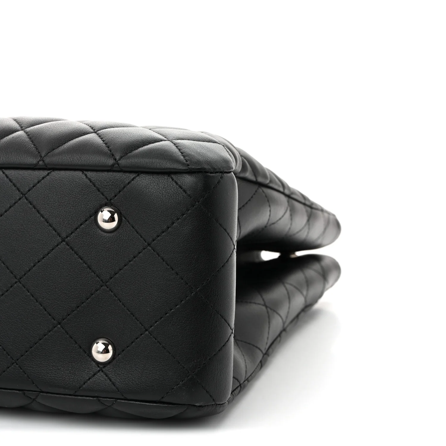 Calfskin Quilted Large Classic Shopping Tote Black - Top Club