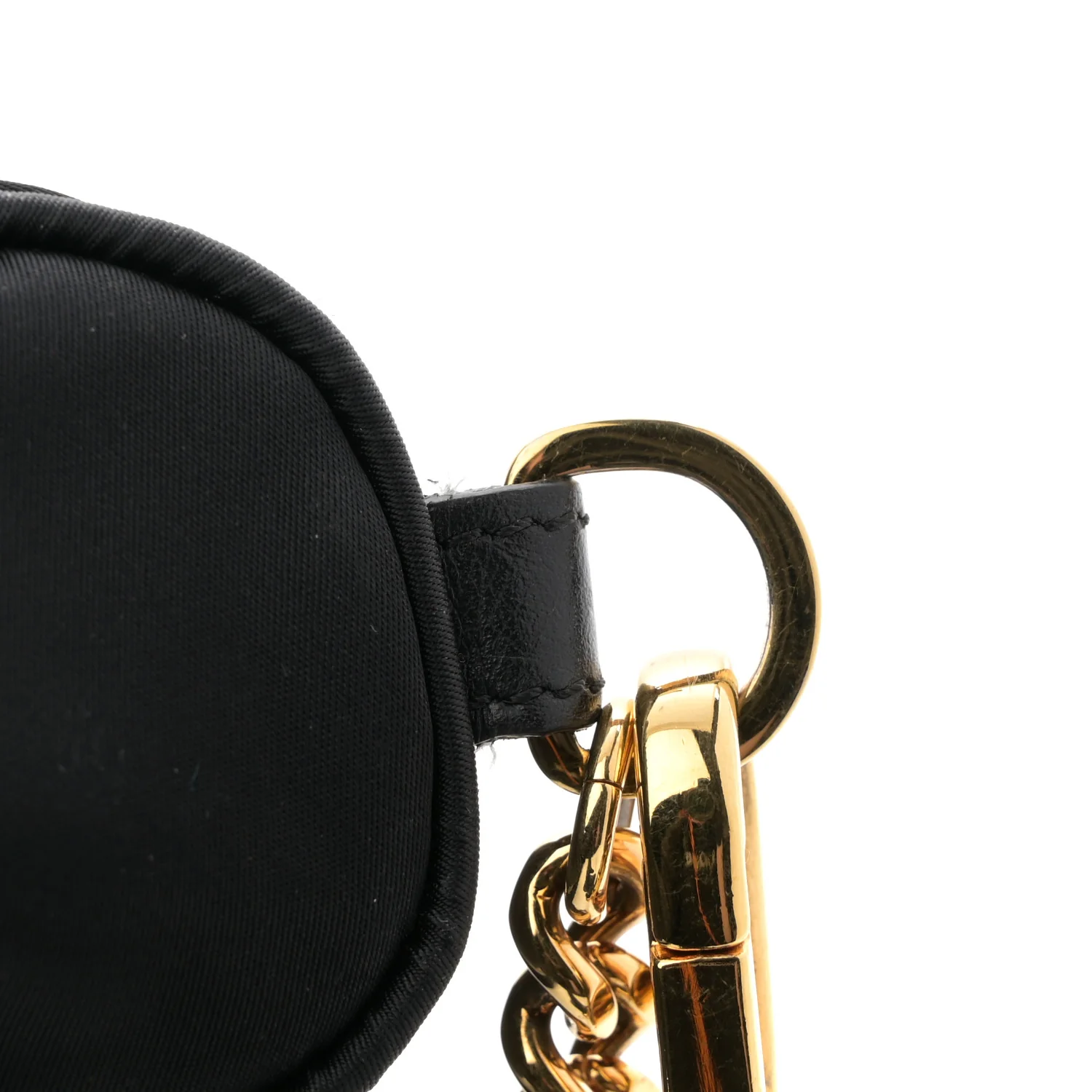 Nylon Tribute Chain Crossbody Shoulder Bag Black - Top Club