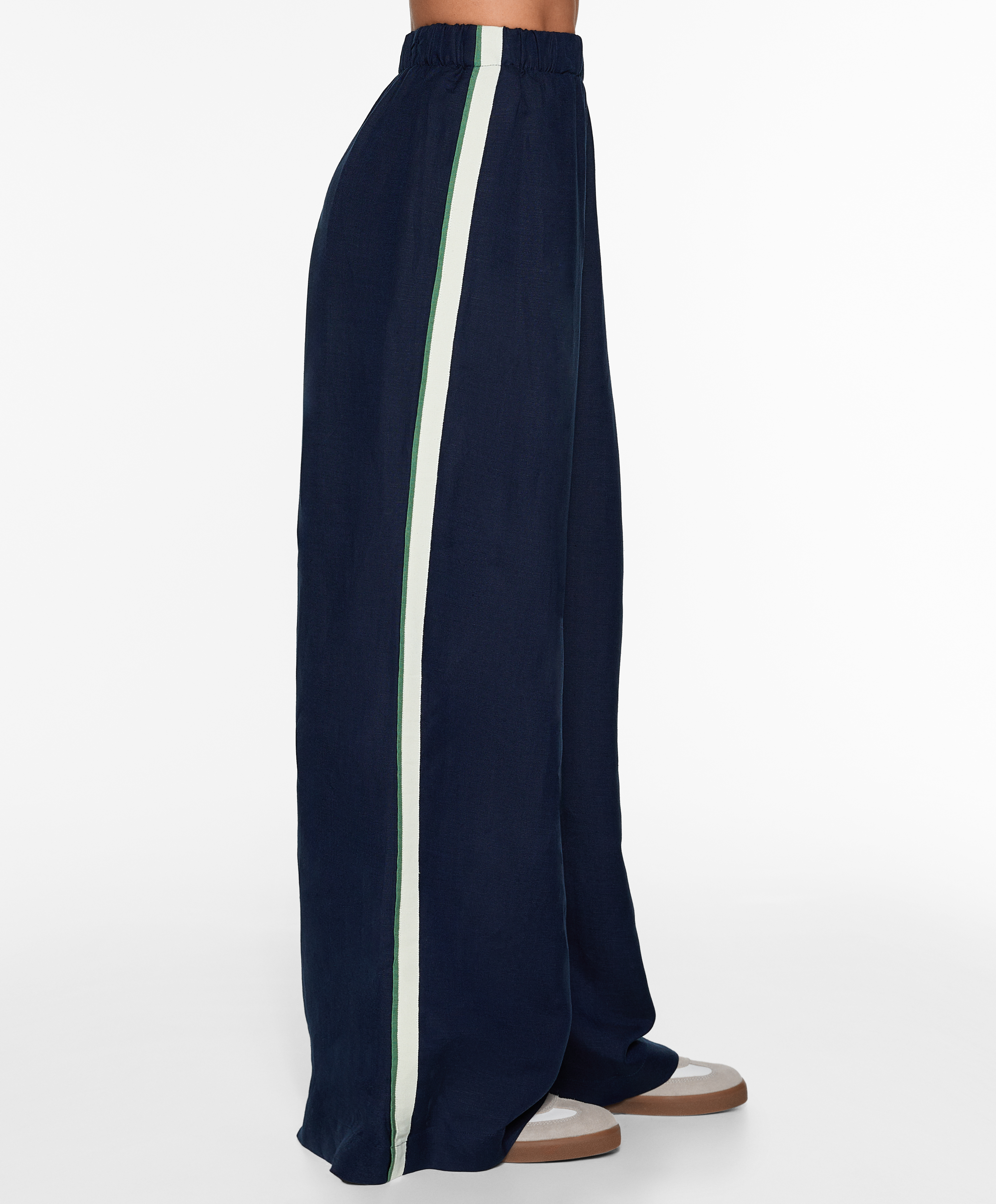 OYSHO Trousers with linen appliqué along the sides