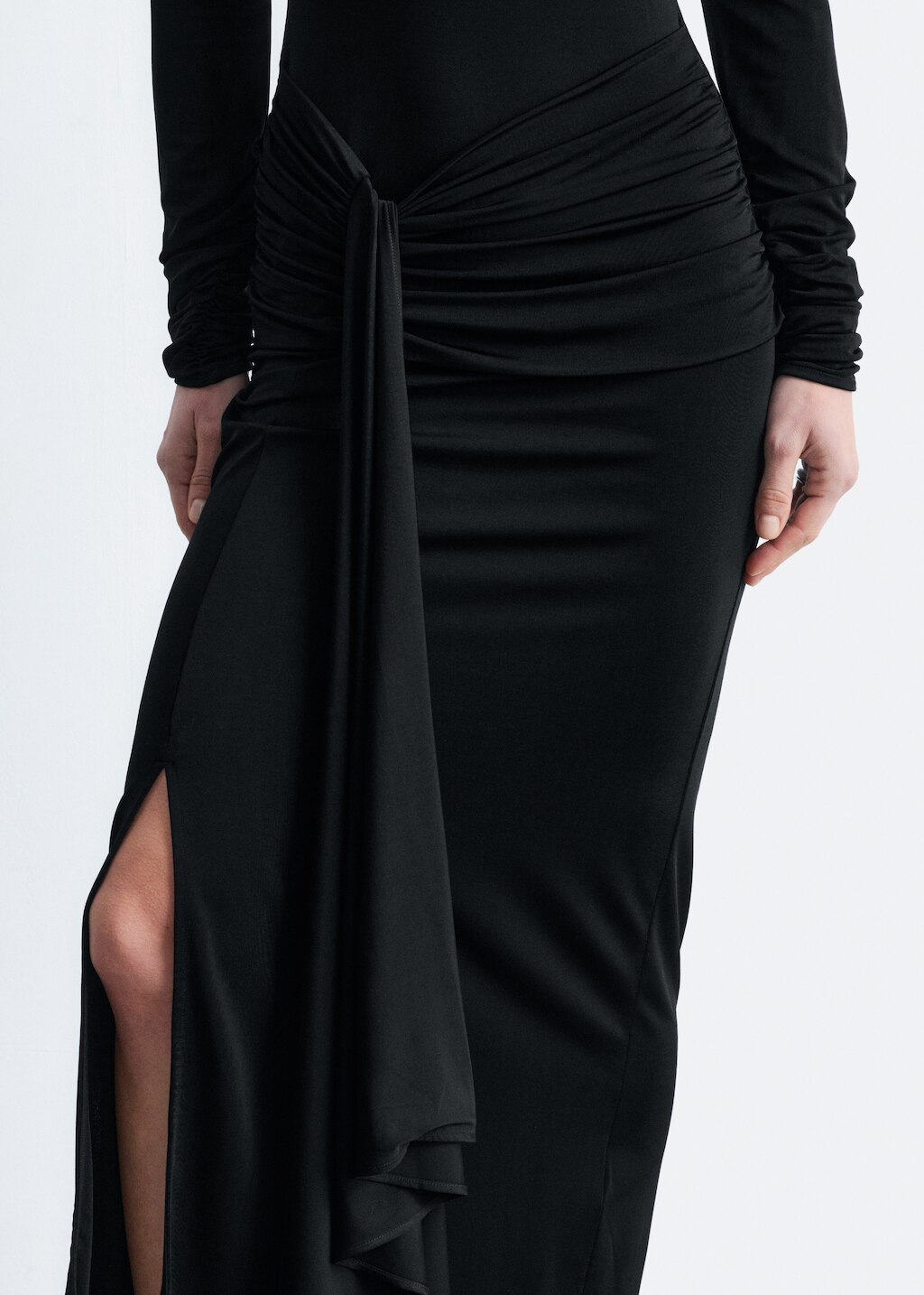 & Other Stories TIE-DETAIL TURTLENECK MIDI DRESS