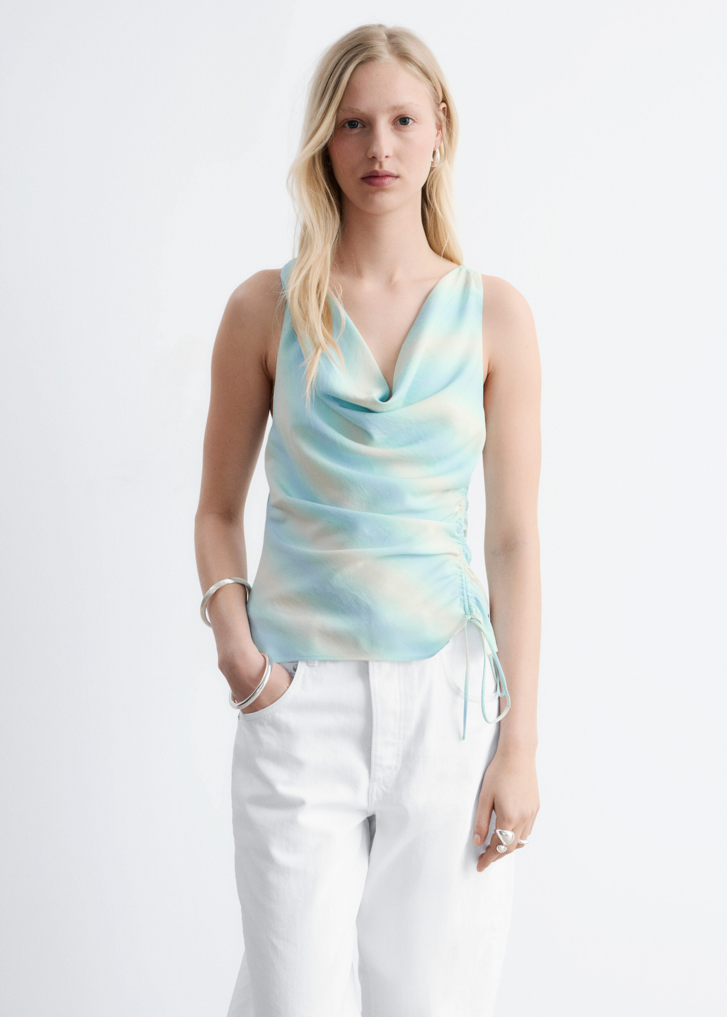 & Other Stories COWL-NECK DRAWSTRING TOP
