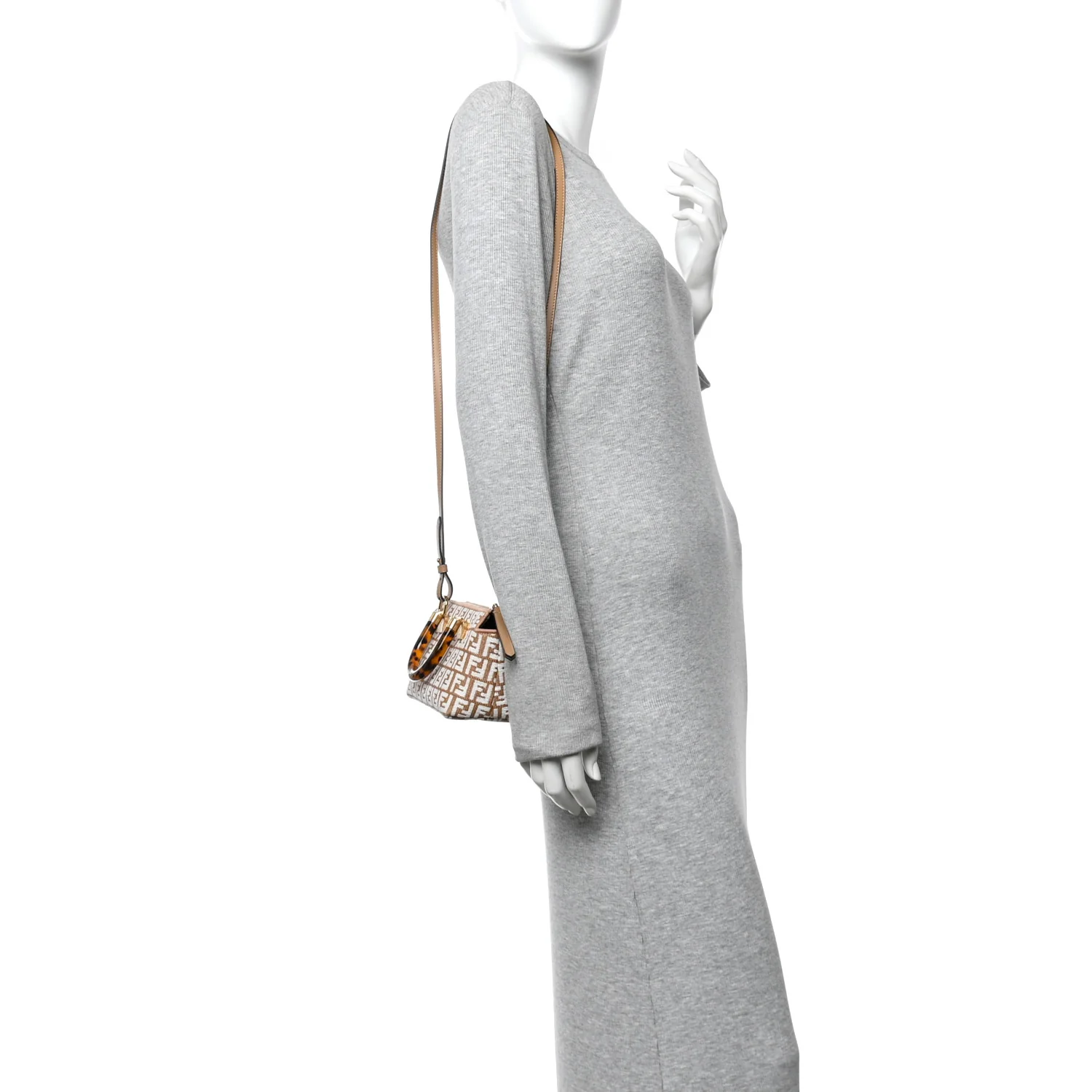 Raffia Chenille Vitello King Plexiglass Micro FF Mini By The Way Top Handle Boston Bag Naturale White